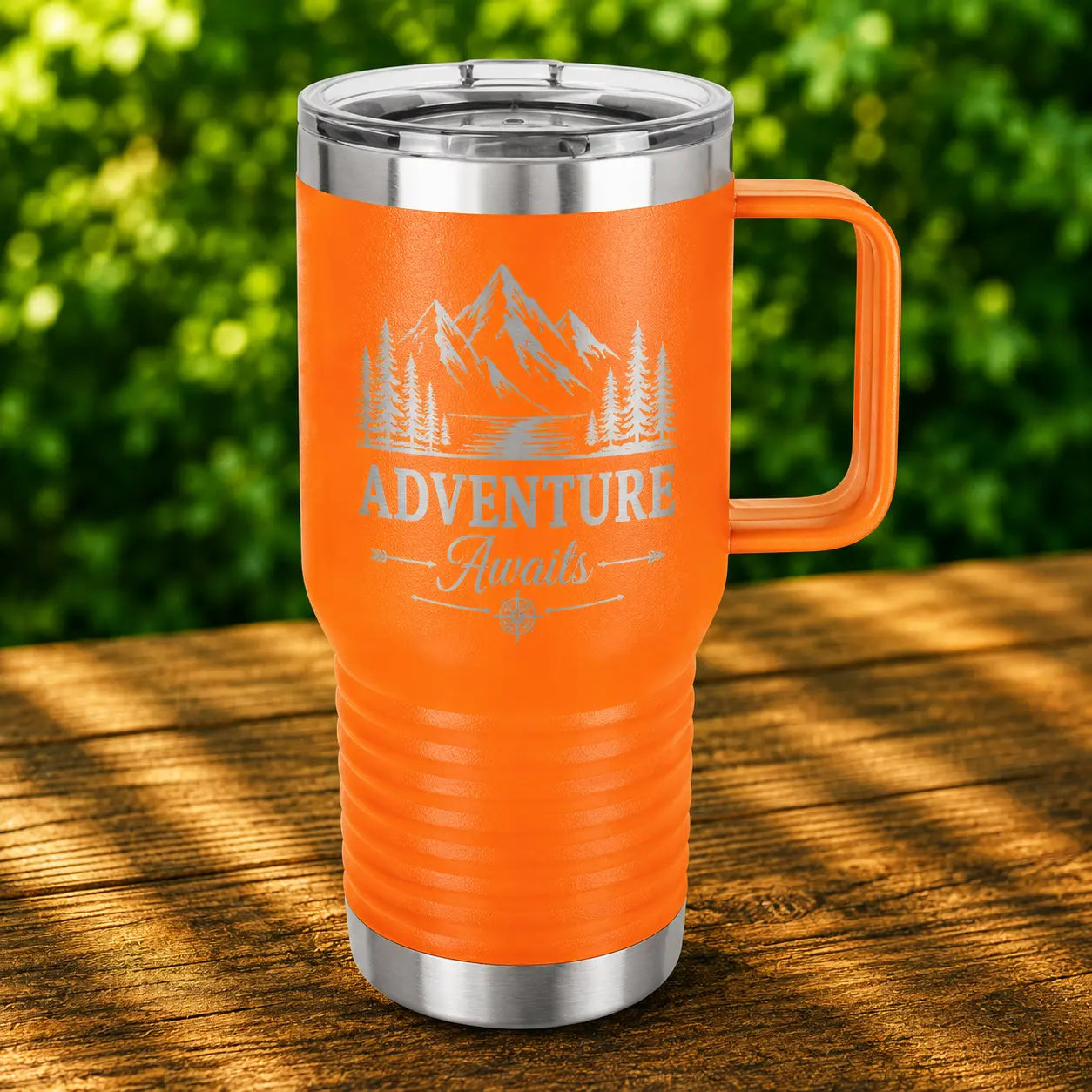 Personalized 20 oz. Insulated Travel Mug with Handle | Custom Laser Engraved Stainless Steel Mug Sams Engraving and Gifts