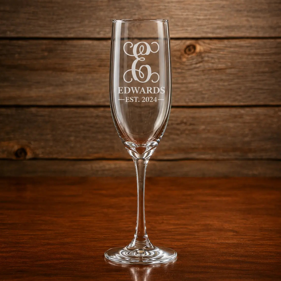 Personalized Polar Camel 8 oz. Champagne Flute | Custom Laser Engraved Champagne Glass Sams Engraving and Gifts