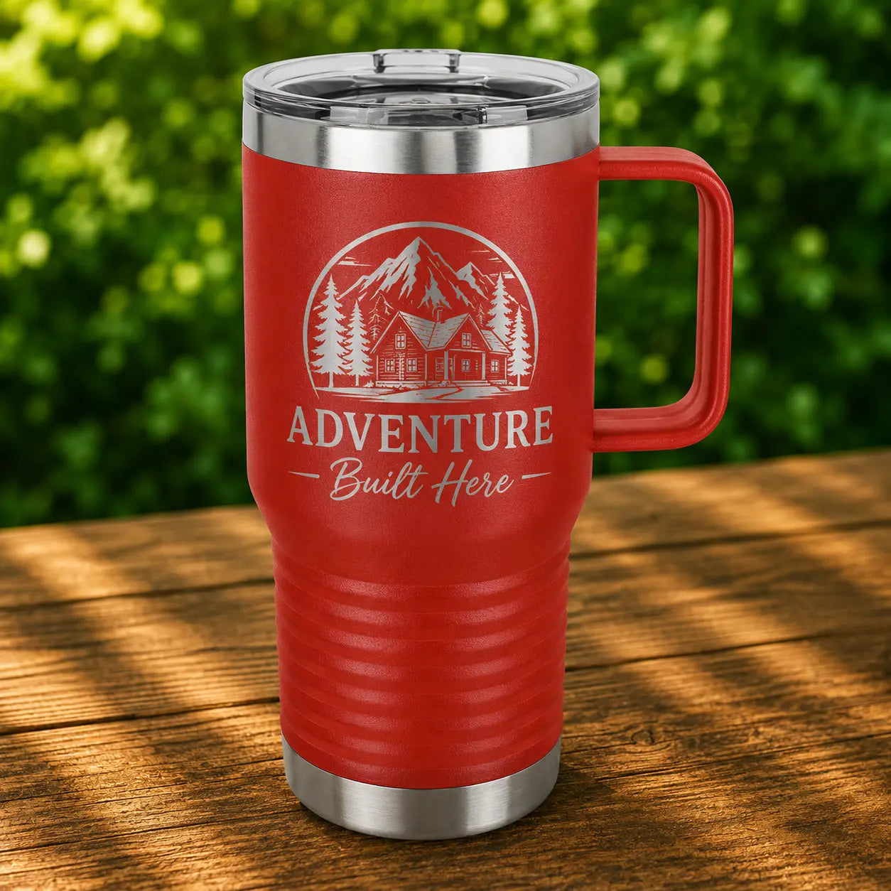Personalized 20 oz. Insulated Travel Mug with Handle | Custom Laser Engraved Stainless Steel Mug Sams Engraving and Gifts