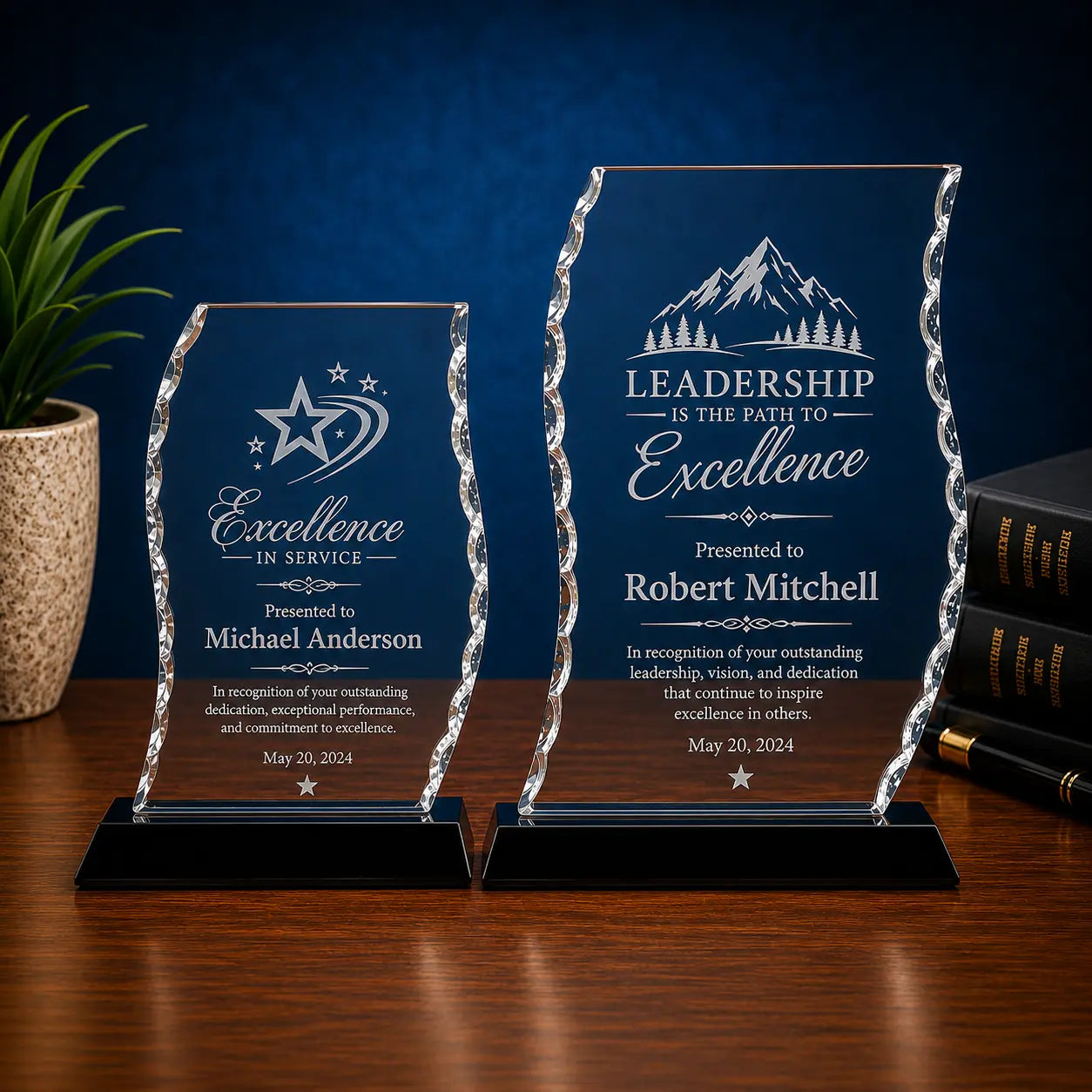 Personalized Scroll Facet Glass Award | Custom Engraved Recognition Award Sams Engraving and Gifts
