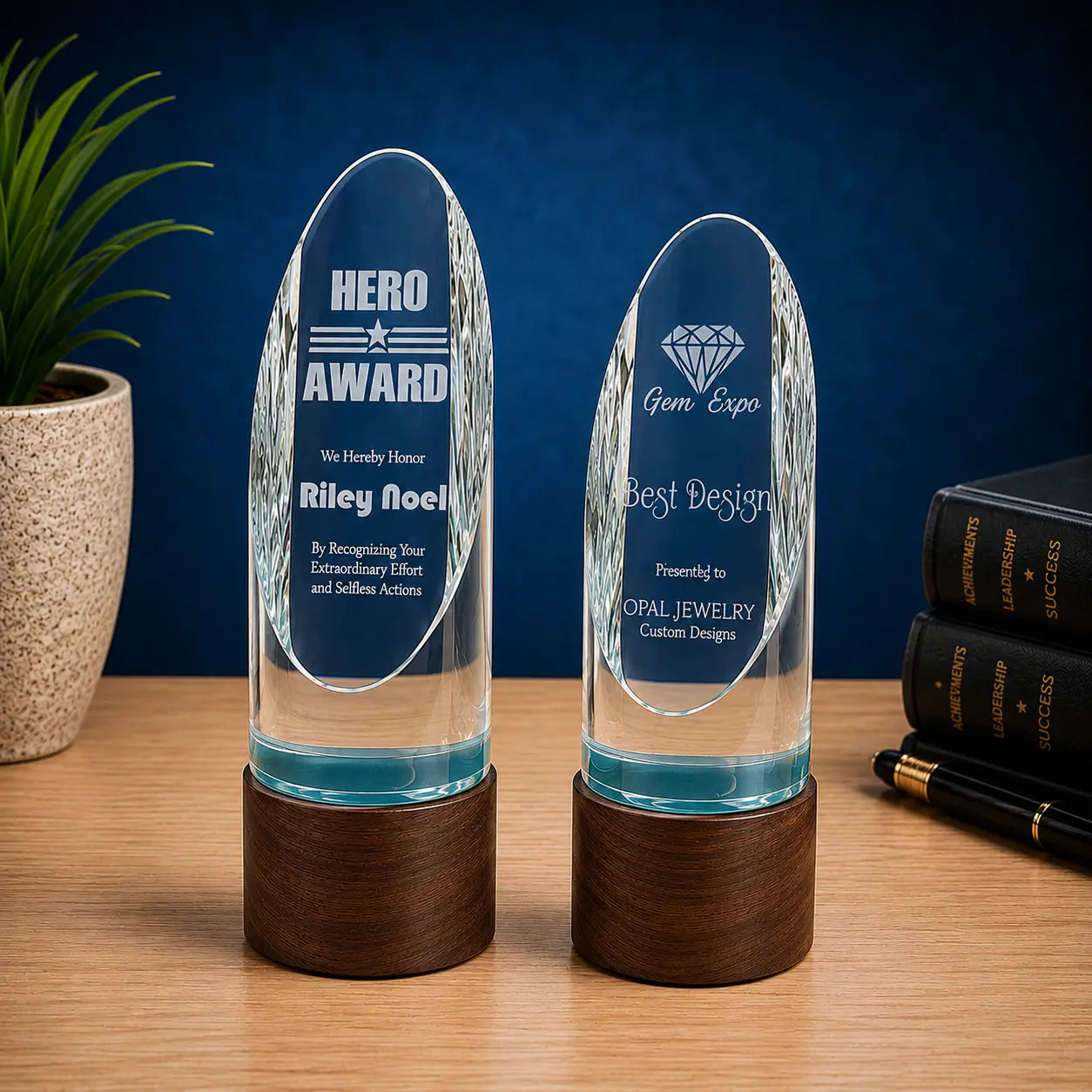 Personalized Sierra Glass Cylinder Award | Custom Engraved Recognition Award Sams Engraving and Gifts