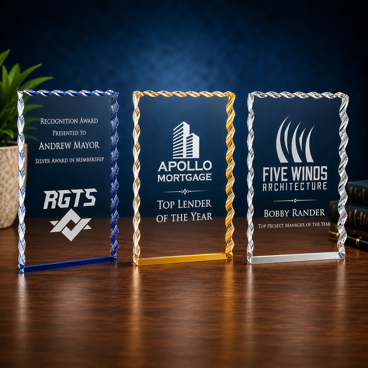 Personalized Wave Edge Acrylic Award – Custom Engraved Award Sams Engraving and Gifts