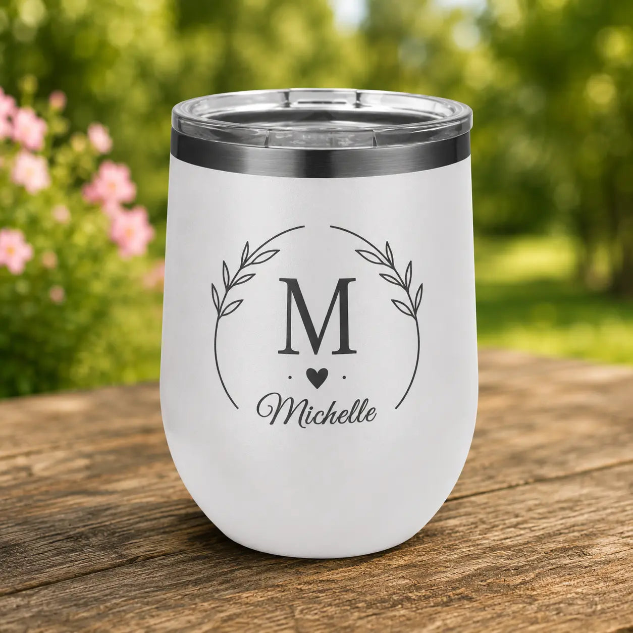 Personalized 12 oz. Ghost Black Stemless Wine Tumbler | Custom Laser Engraved Sams Engraving and Gifts