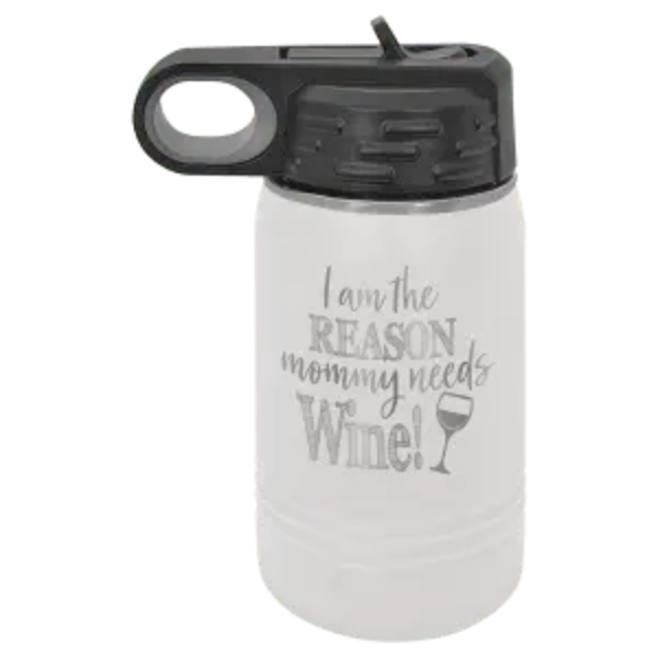 Personalized 12 oz. Kids Water Bottle with Flip Straw Lid | Custom Engraved Drinkware Sams Engraving and Gifts