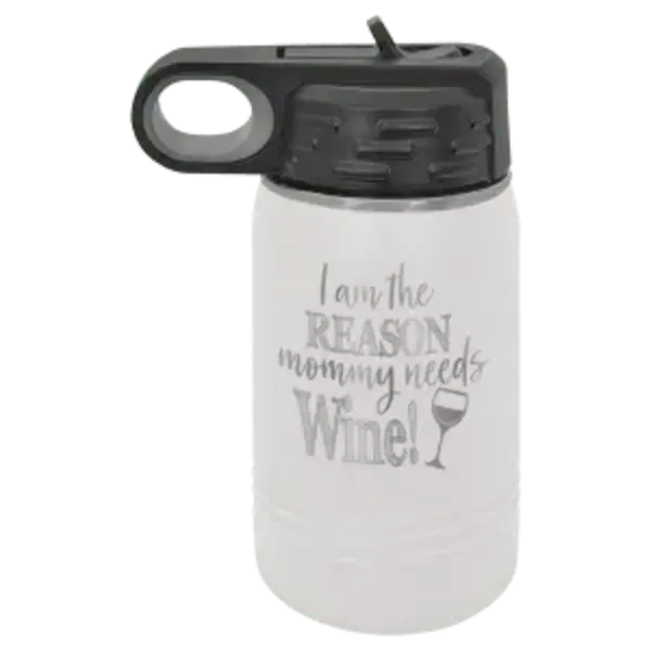 Personalized 12 oz. Kids Water Bottle with Flip Straw Lid | Custom Engraved Drinkware Sams Engraving and Gifts