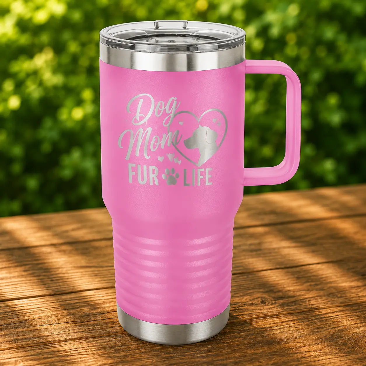 Personalized 20 oz. Insulated Travel Mug with Handle | Custom Laser Engraved Stainless Steel Mug Sams Engraving and Gifts