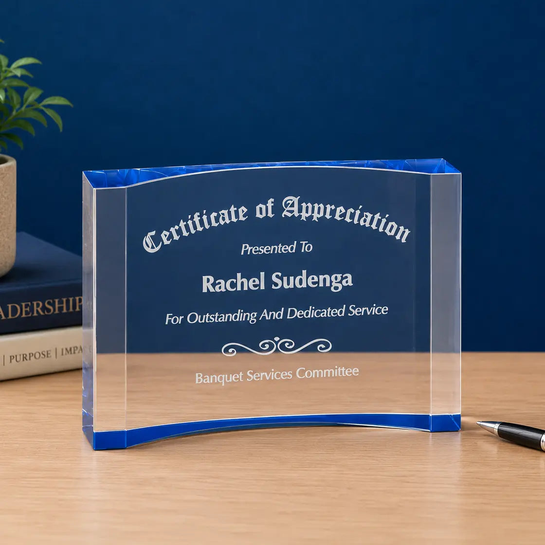 Personalized Thick Crescent Acrylic Award | Custom Engraved Recognition Award Sams Engraving and Gifts