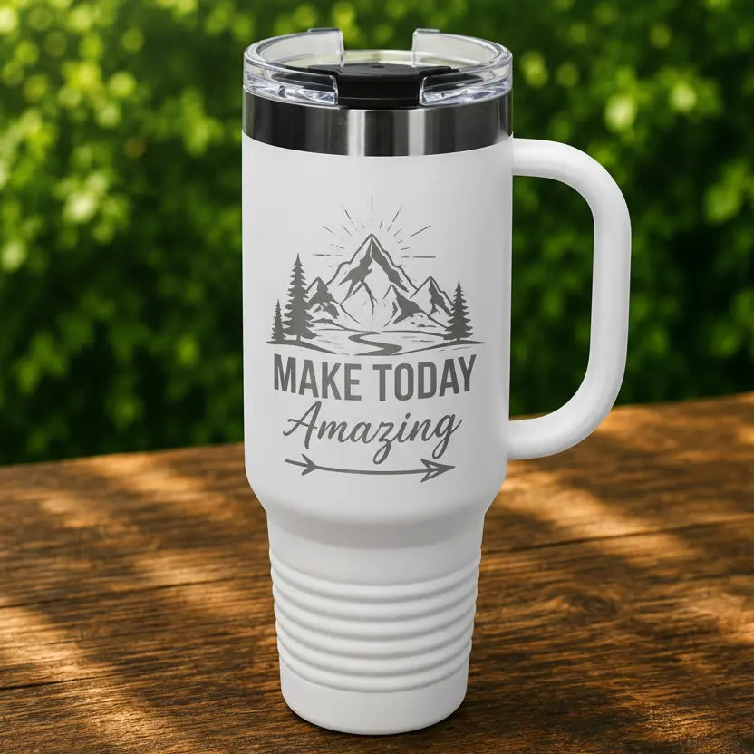 Personalized Polar Camel 40 oz. Travel Mug with Handle & Straw | Custom Engraved Stainless Steel Tumbler Sams Engraving and Gifts