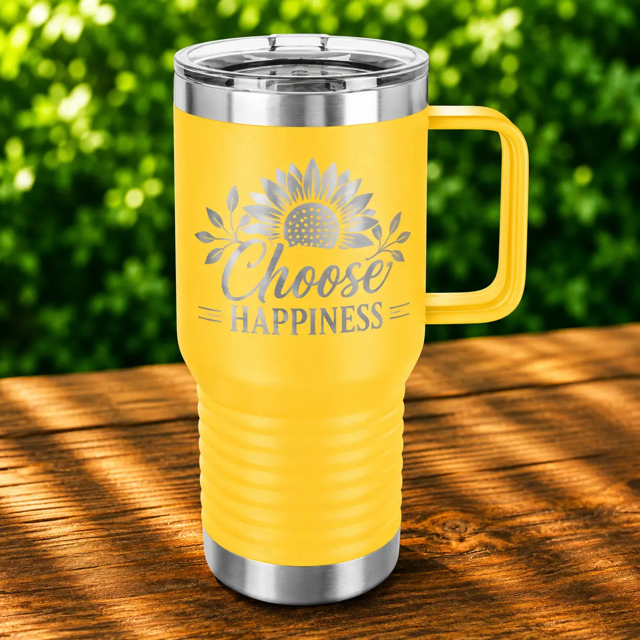 Personalized 20 oz. Insulated Travel Mug with Handle | Custom Laser Engraved Stainless Steel Mug Sams Engraving and Gifts