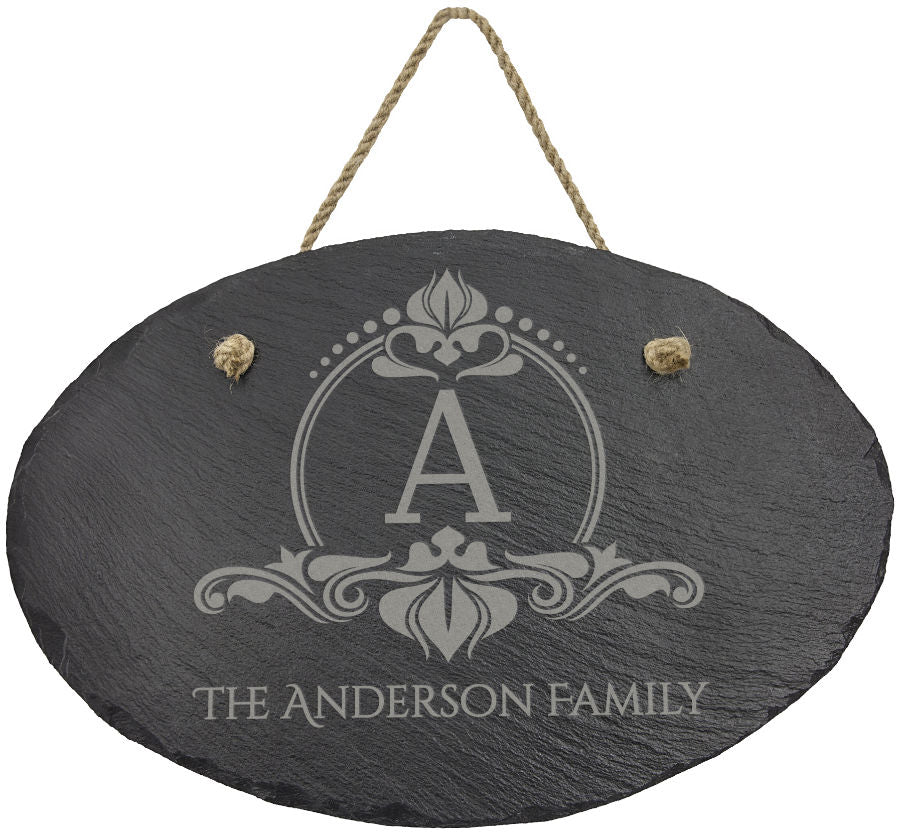 Personalized Oval Slate Decor Sign with Hanger String, 2 Sizes