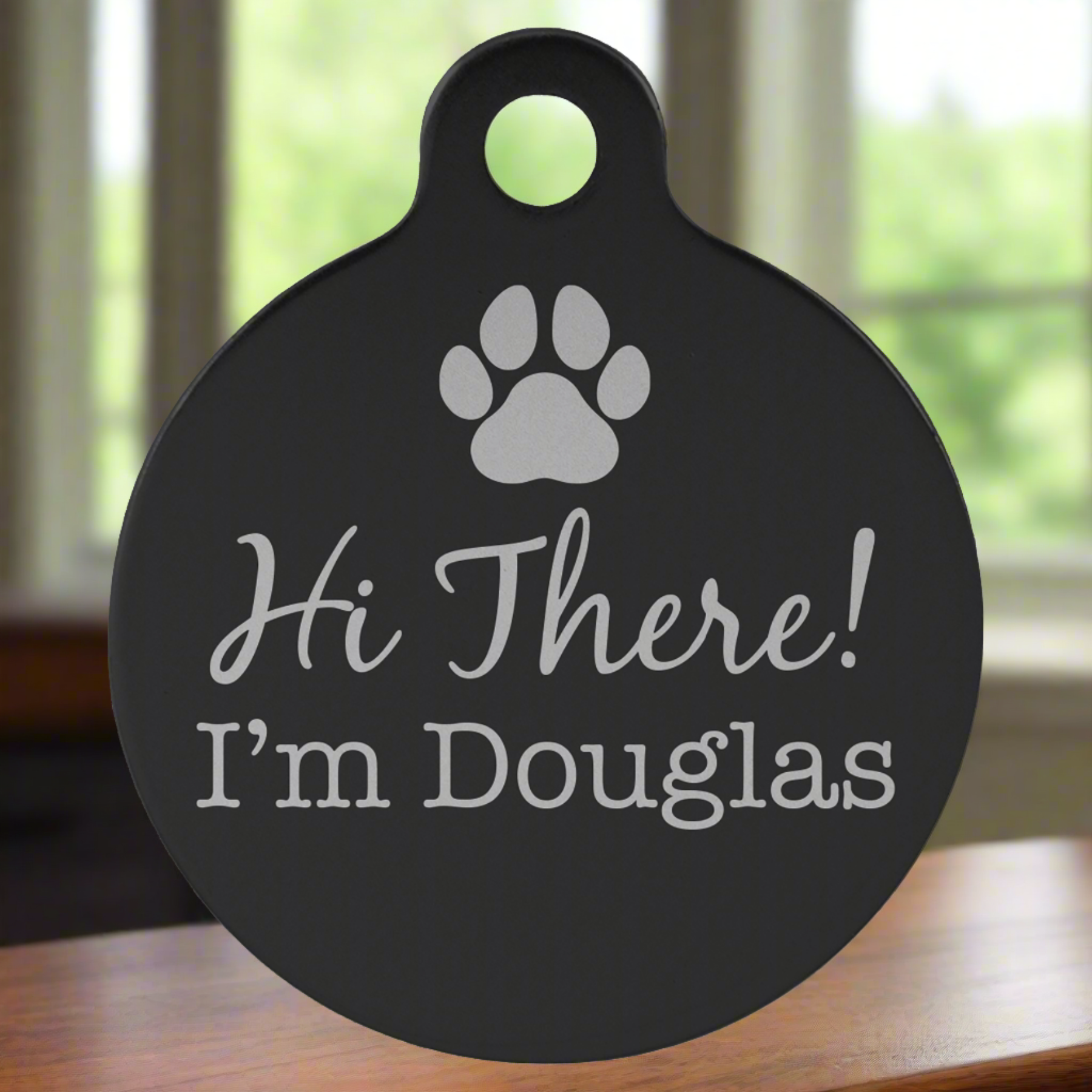 Personalized Double-Sided Round Shape Pet Name Tag, Anodized Aluminum, 1.25"