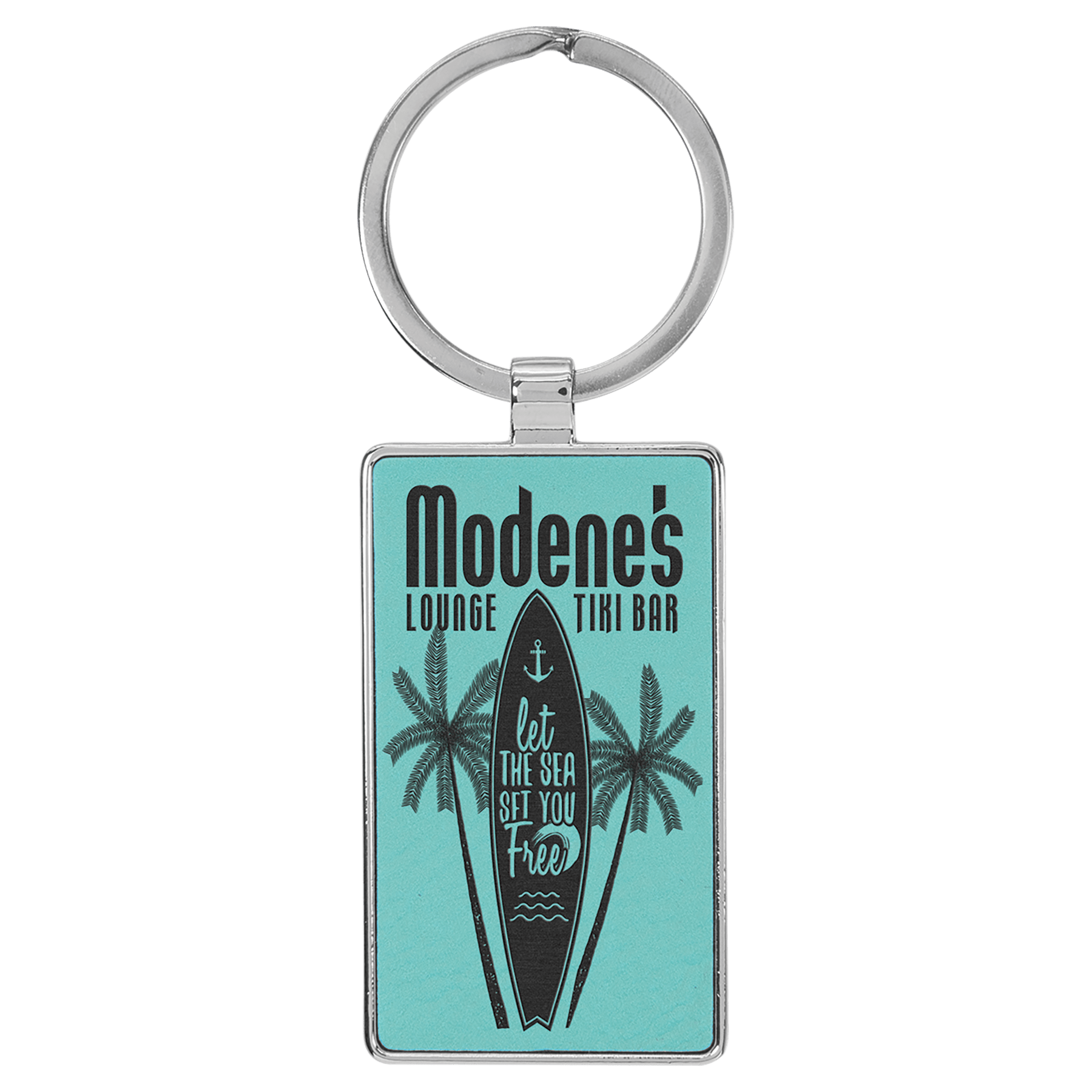 Personalized Leatherette Rectangle Metal Frame Keychain