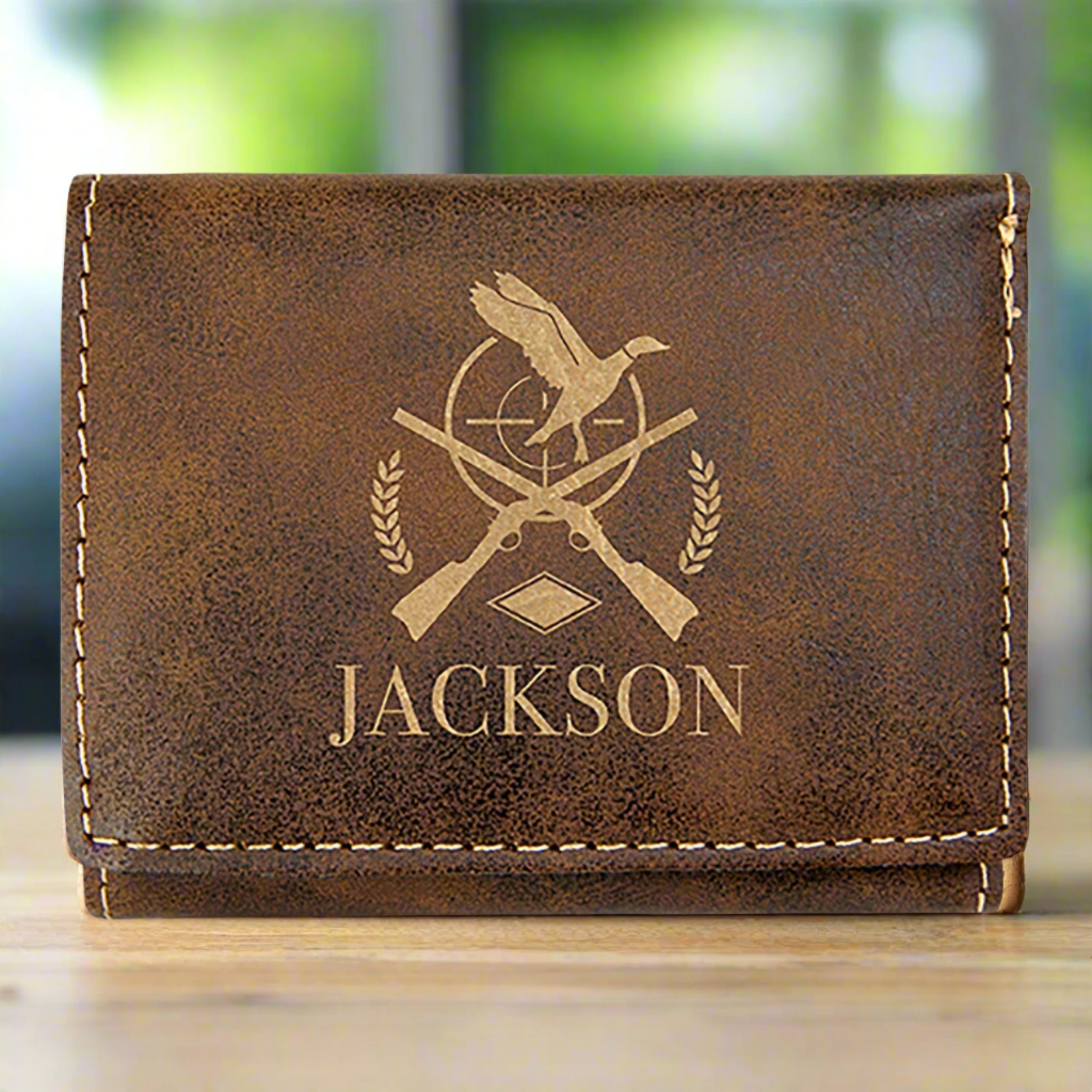 Personalized Leatherette Trifold Wallet,  3" x 4"