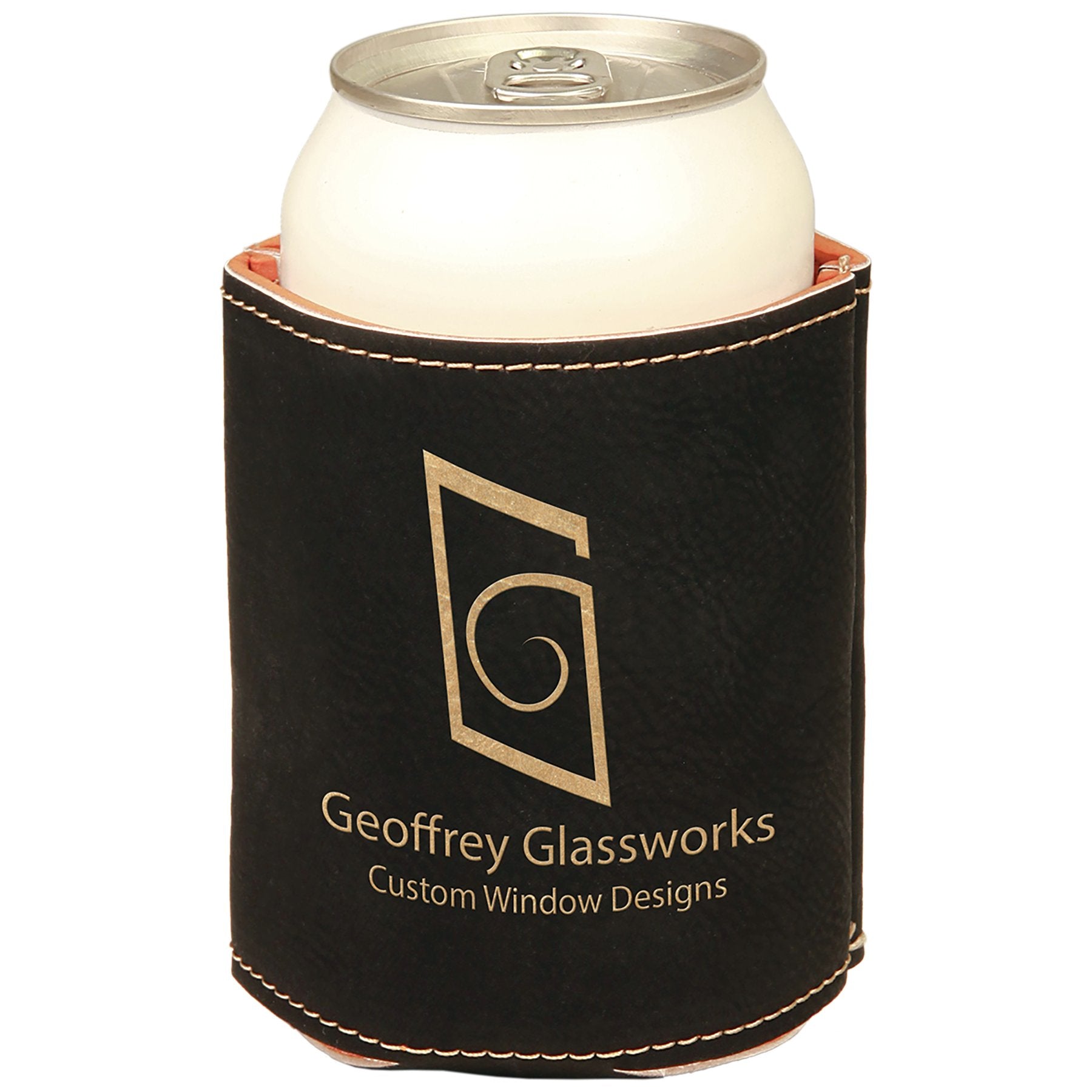 Personalized Beverage Holder Koozie, Insulated Sleeve, Leatherette