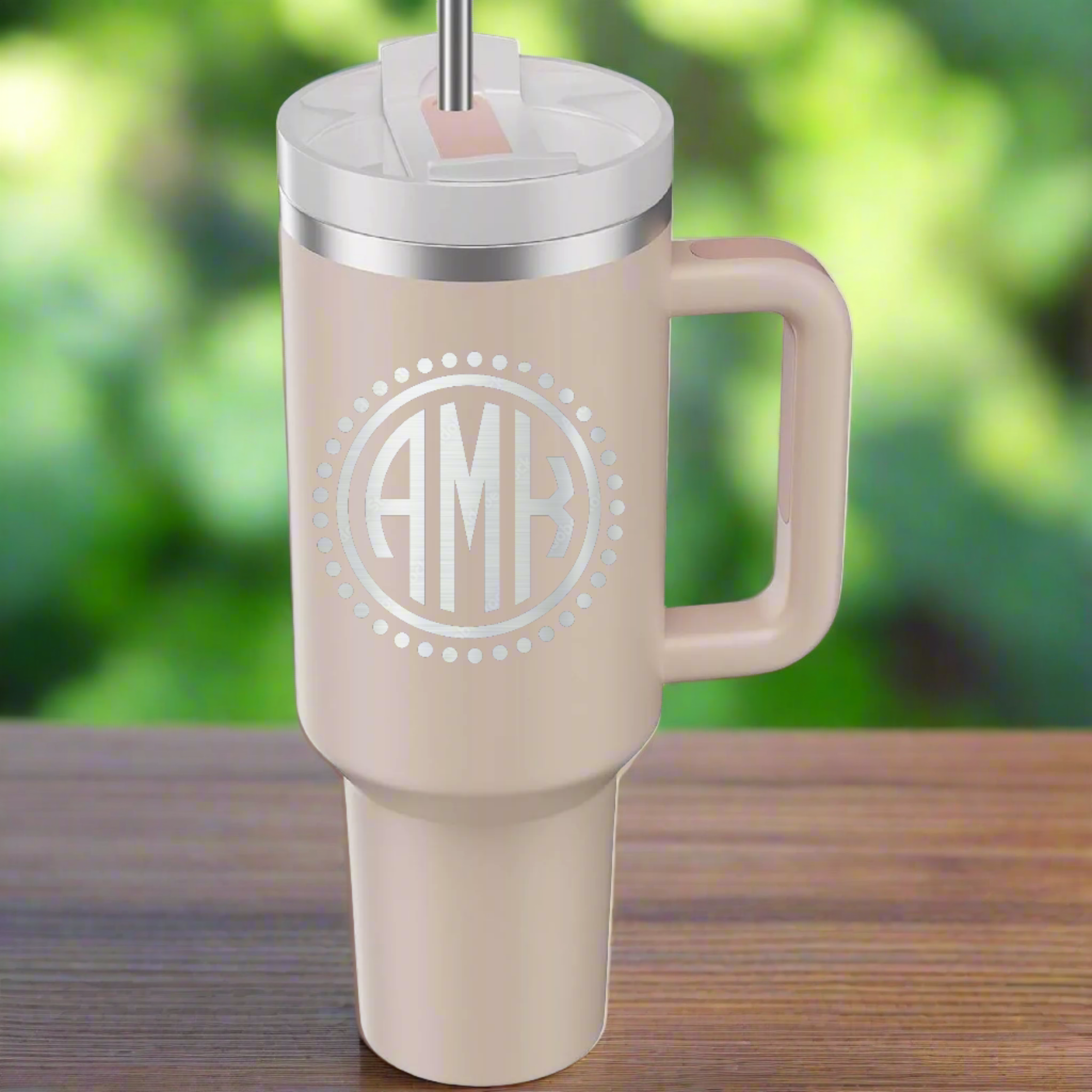 Personalized 40 oz Tumbler with Handle and 2 Lids, Includes Stainless Straw