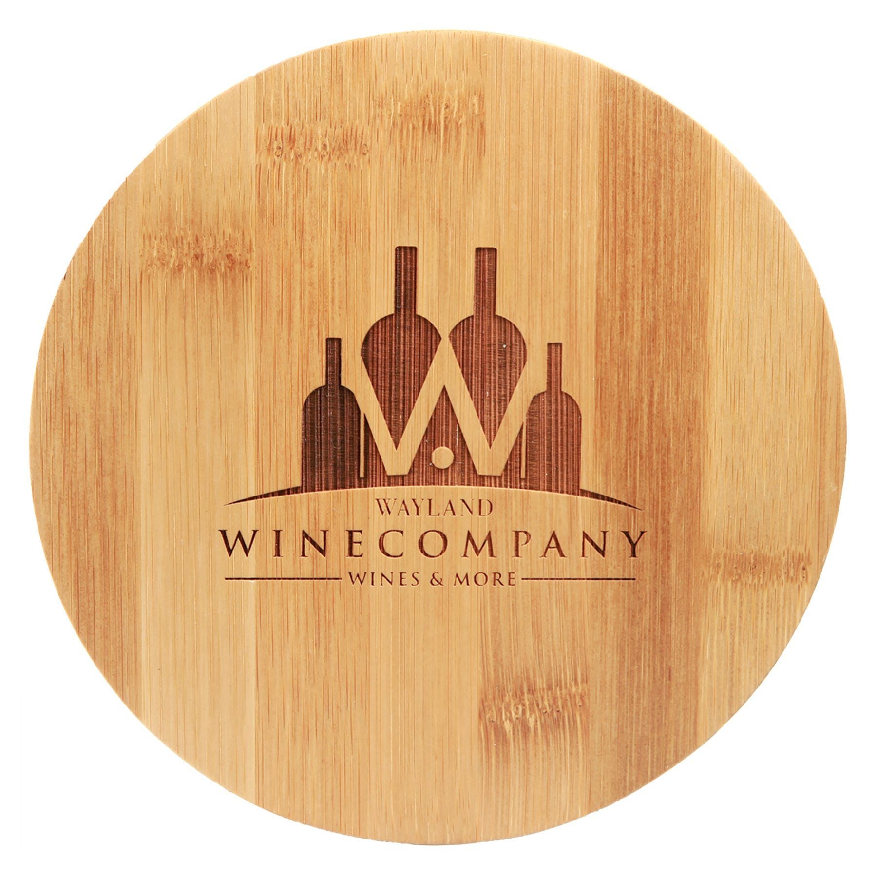 Personalized Round 4-Piece Wine Tool Gift Set, Bamboo Wood