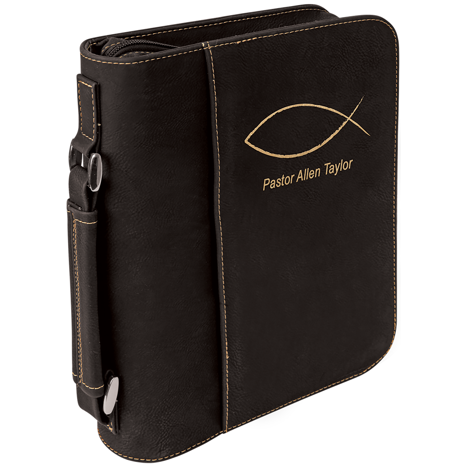 Personalized Bible/Book Cover with Pocket, Handle and Zipper, Leatherette, 7.5” x 10.75”