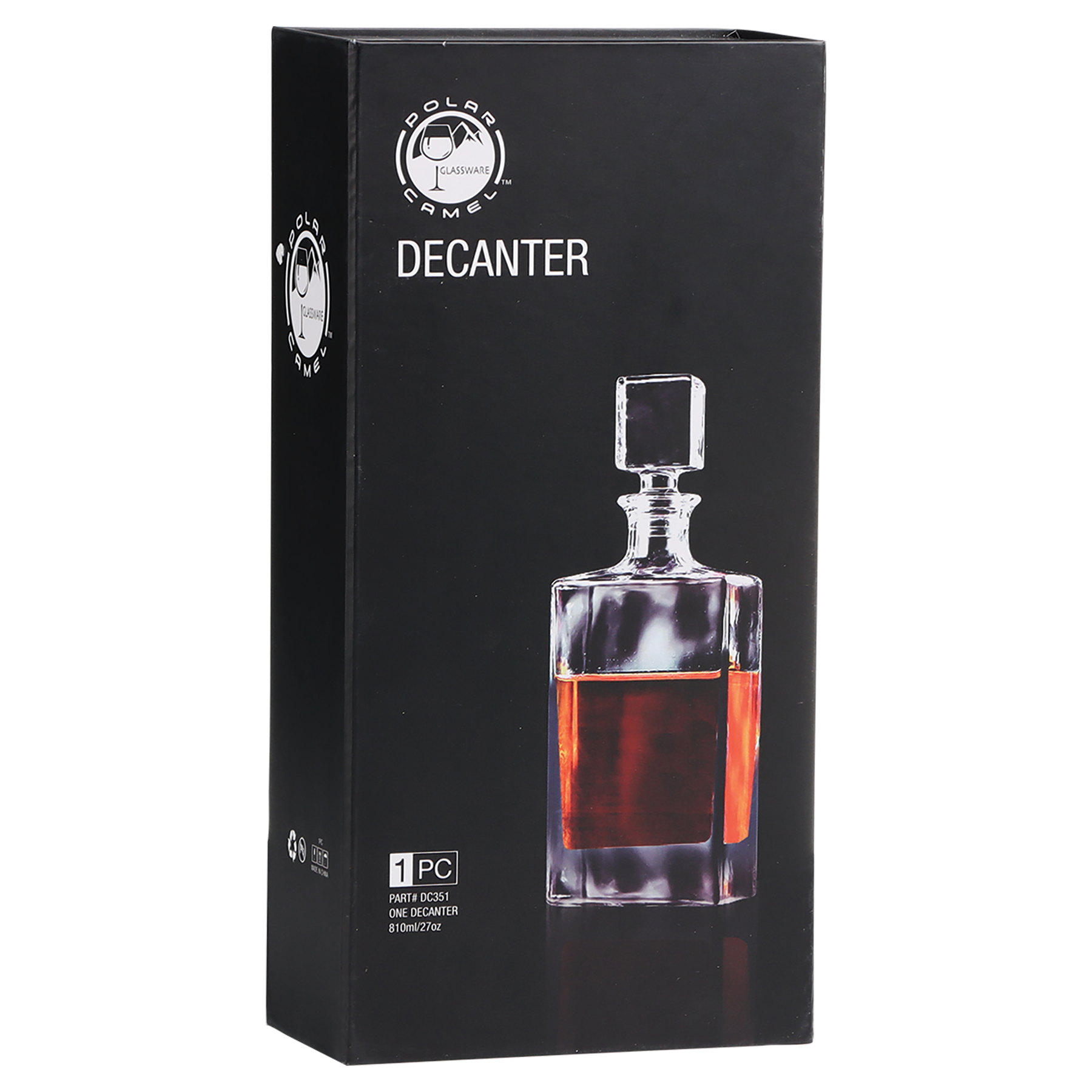 Personalized Glass Decanter, Rectangle, 810ml