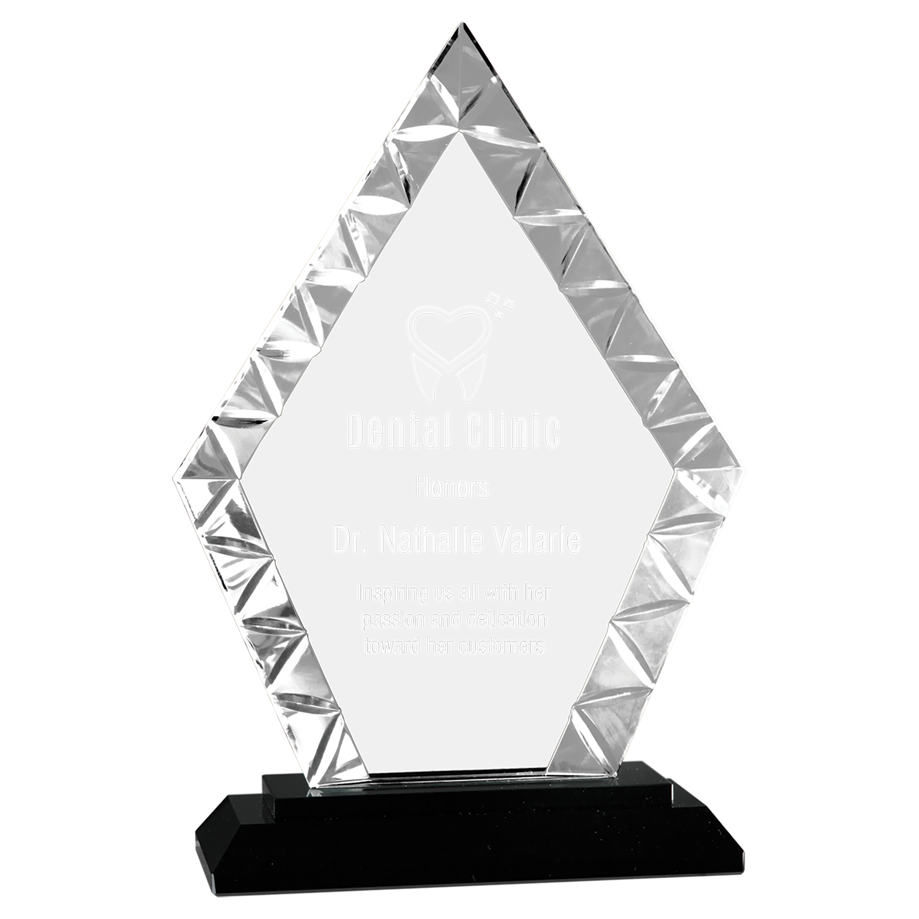 Diamond Accent Glass Standing Award with Presentation Box, 2 Sizes & Colors