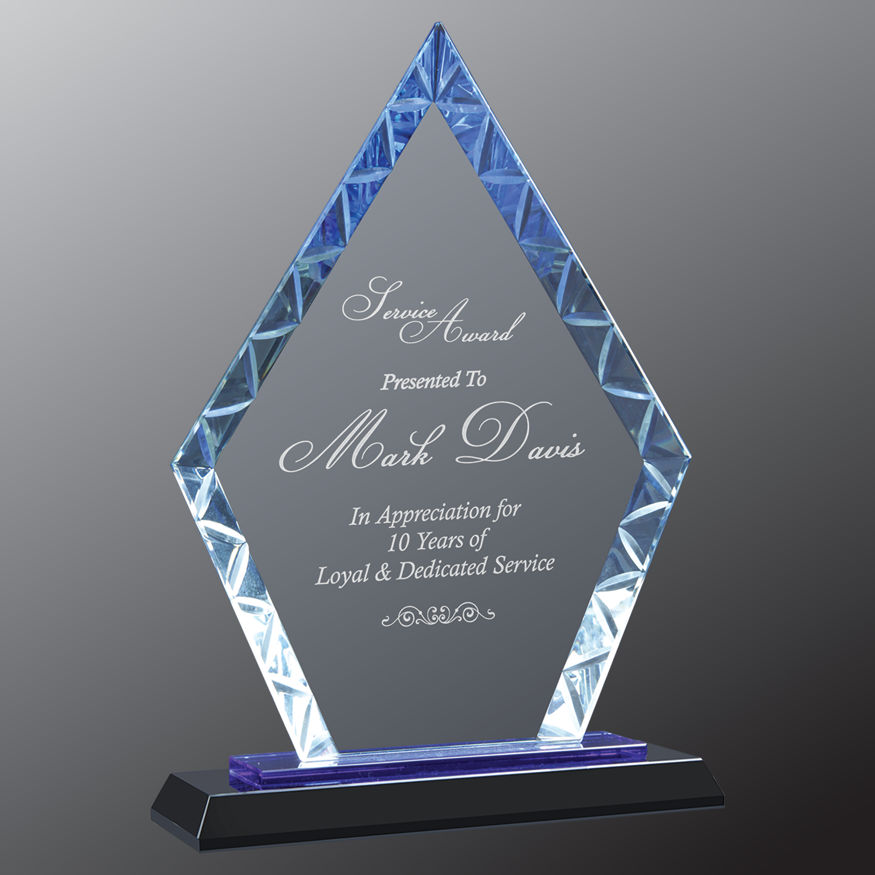 Diamond Accent Glass Standing Award with Presentation Box, 2 Sizes & Colors