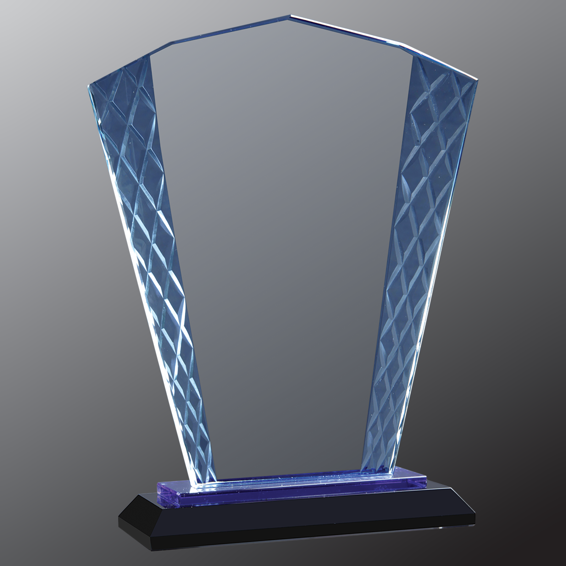 Fan Accent Glass Standing Award with Presentation Box, 2 Sizes & Colors