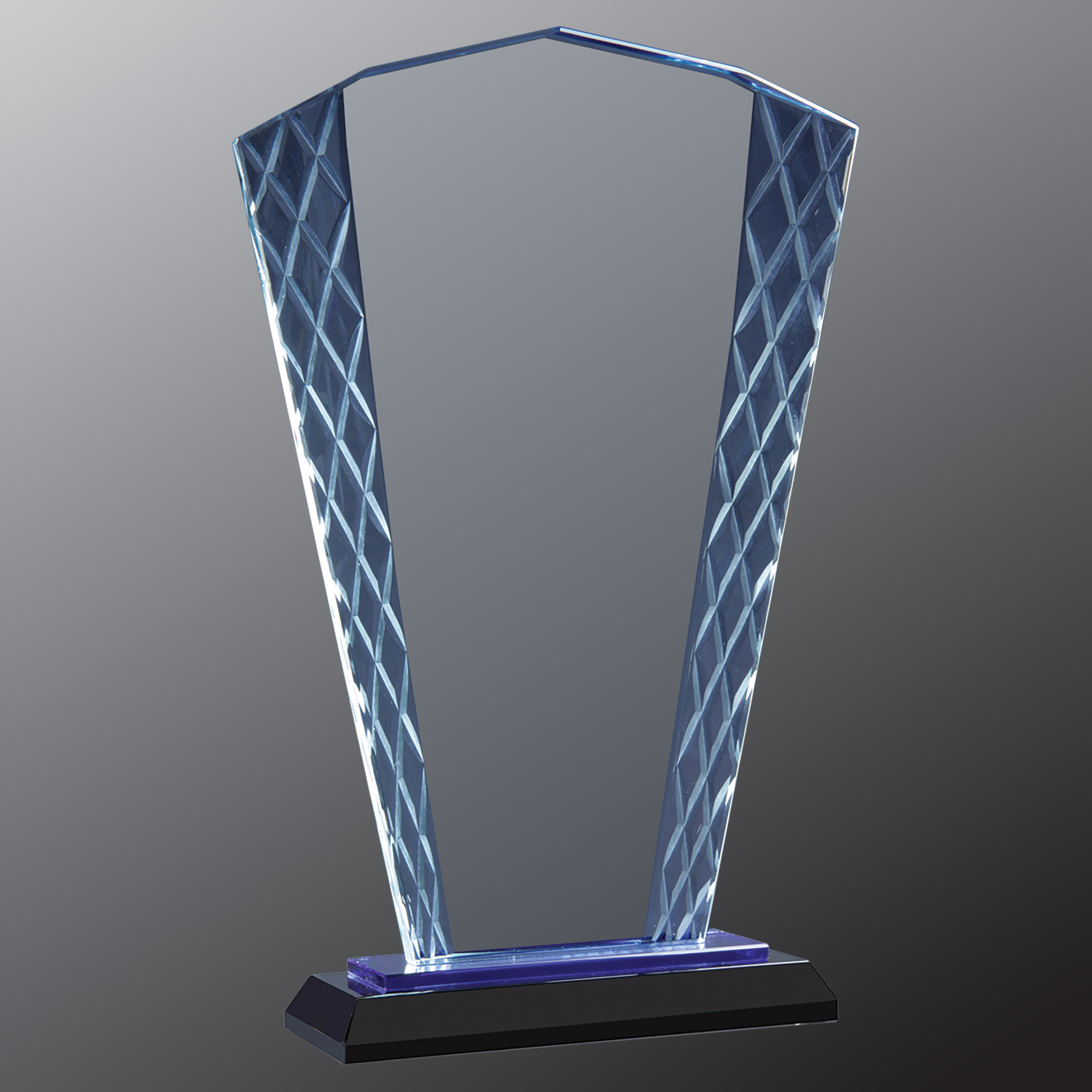 Fan Accent Glass Standing Award with Presentation Box, 2 Sizes & Colors