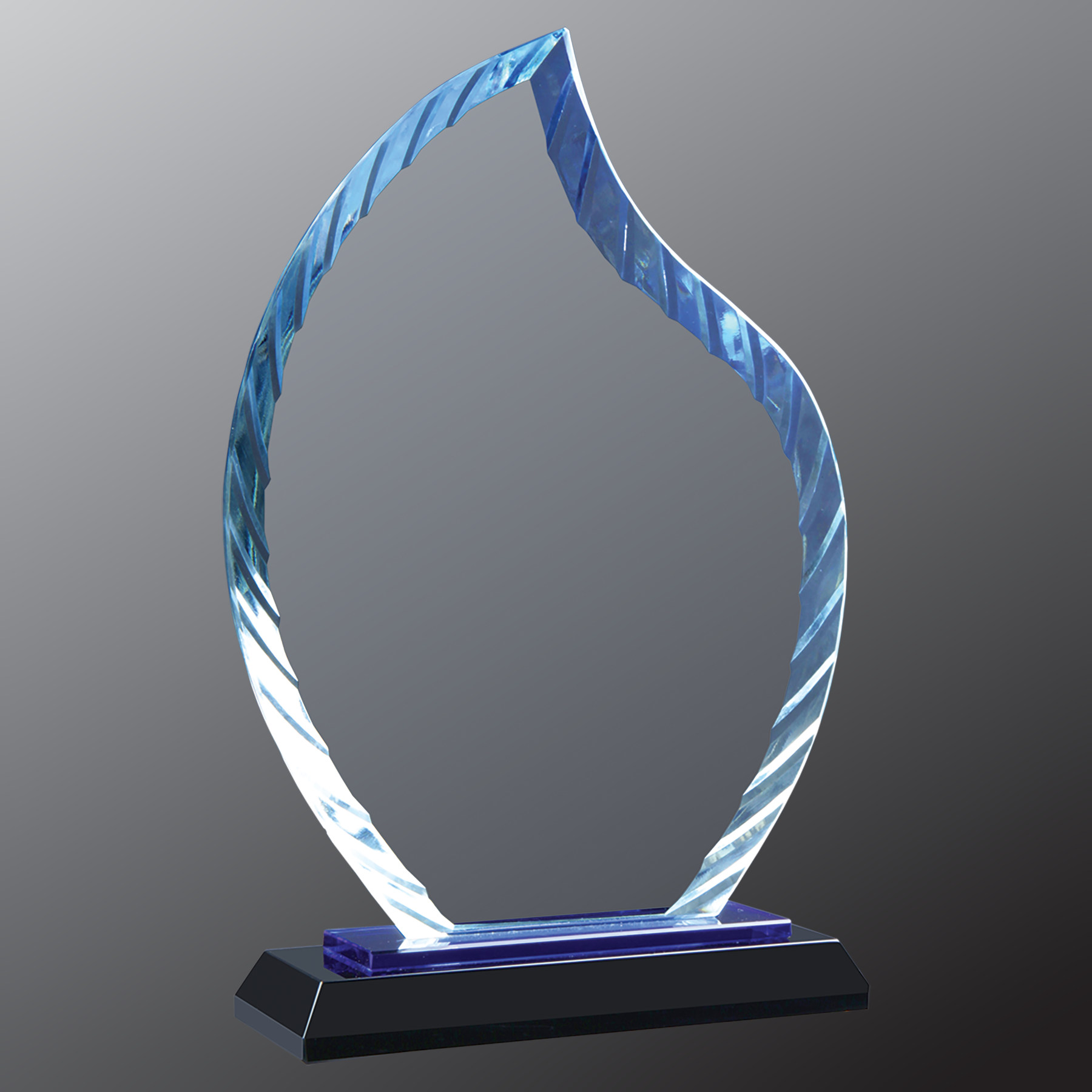 Flame Accent Glass Standing Award with Lined Presentation Box, 2 Sizes & Colors