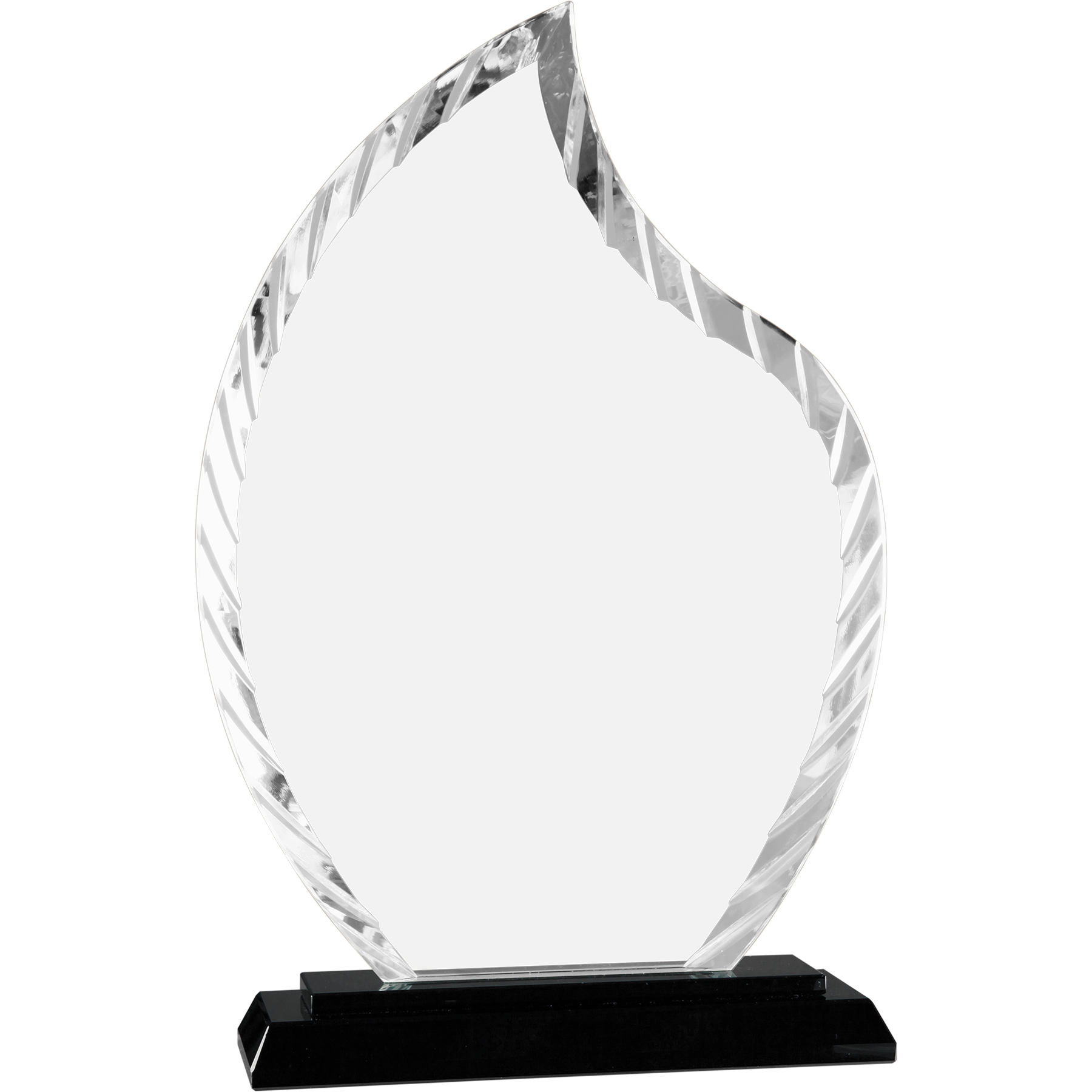 Flame Accent Glass Standing Award with Lined Presentation Box, 2 Sizes & Colors