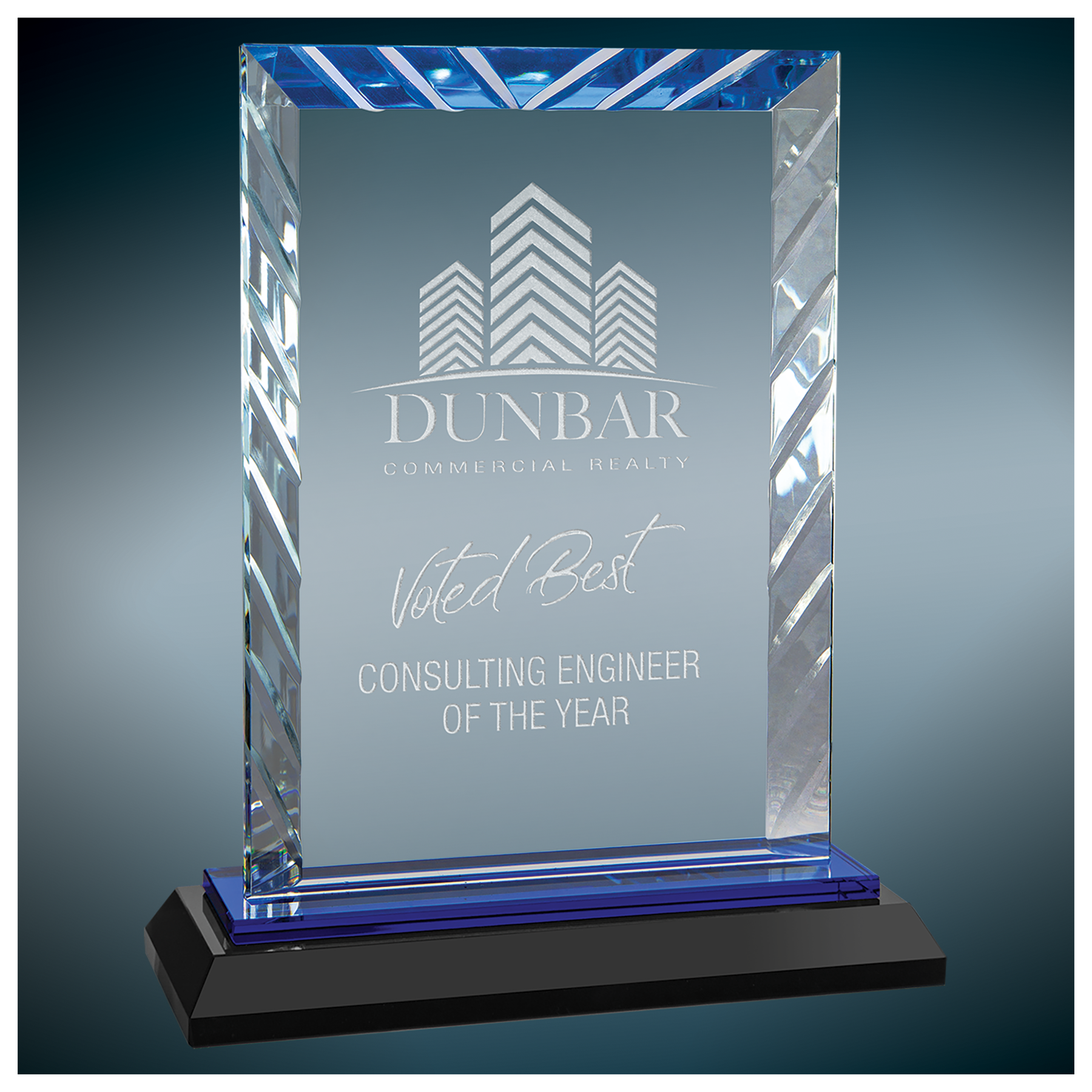 Rectangle Accent Glass Standing Award with Presentation Box, 2 Sizes & Colors