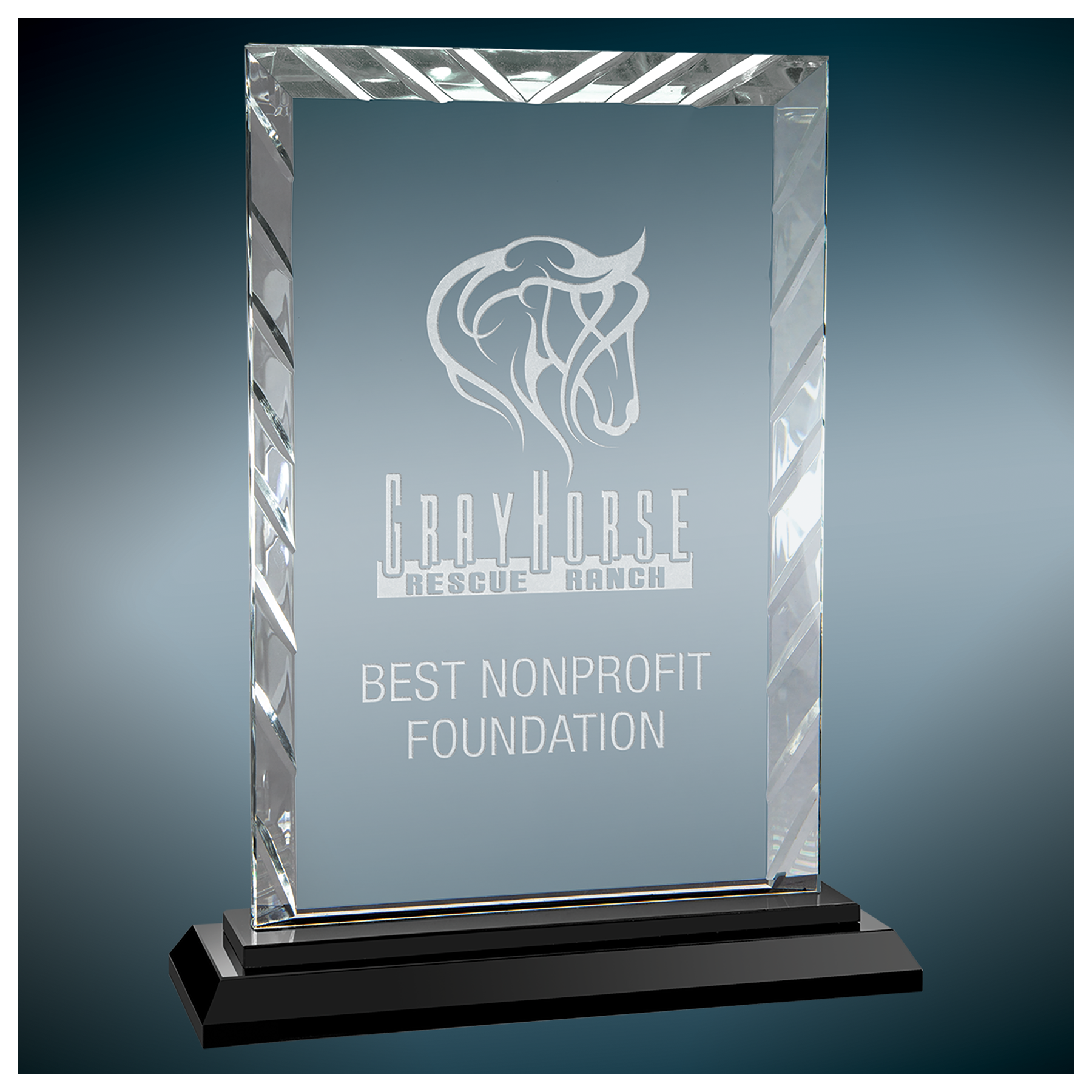 Rectangle Accent Glass Standing Award with Presentation Box, 2 Sizes & Colors