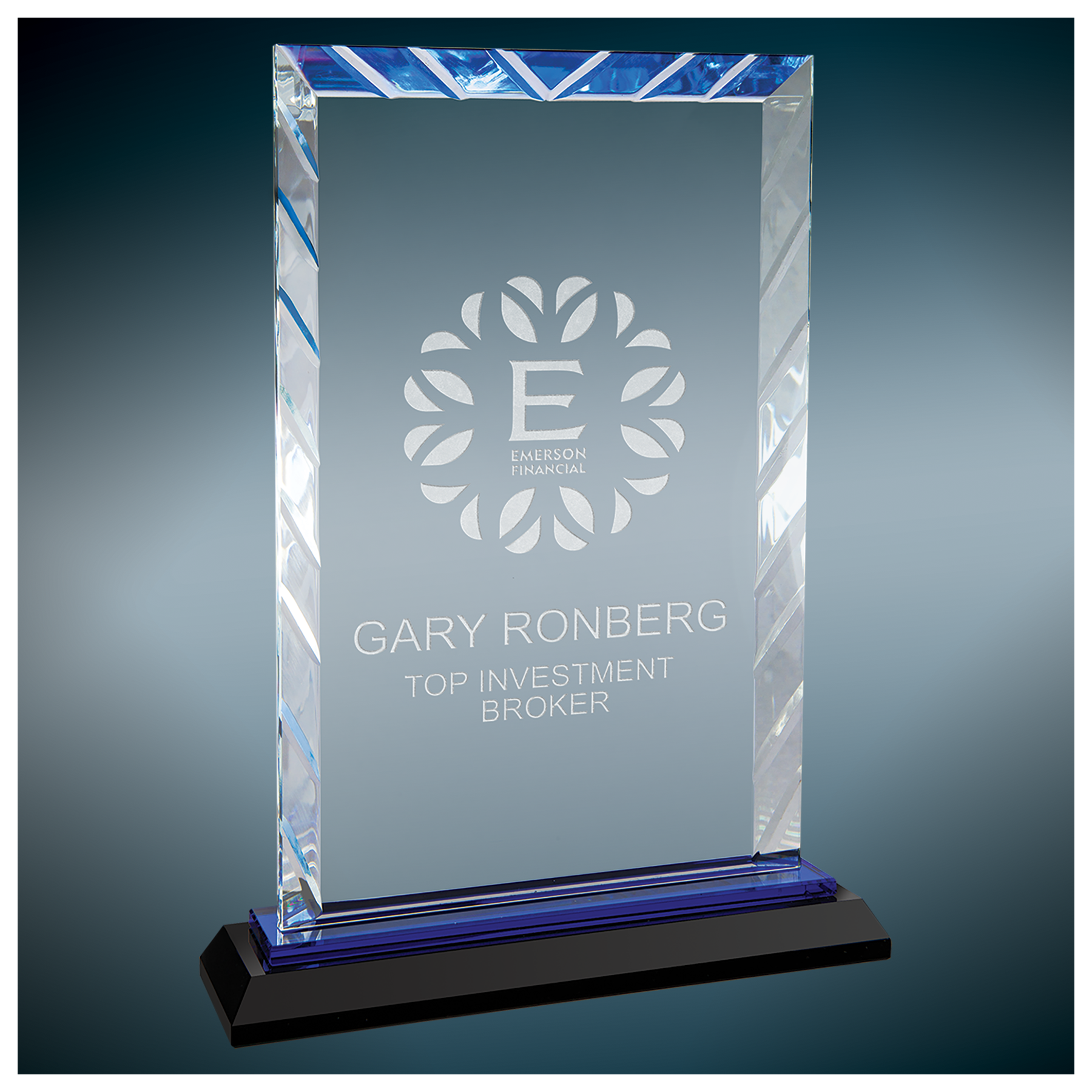 Rectangle Accent Glass Standing Award with Presentation Box, 2 Sizes & Colors