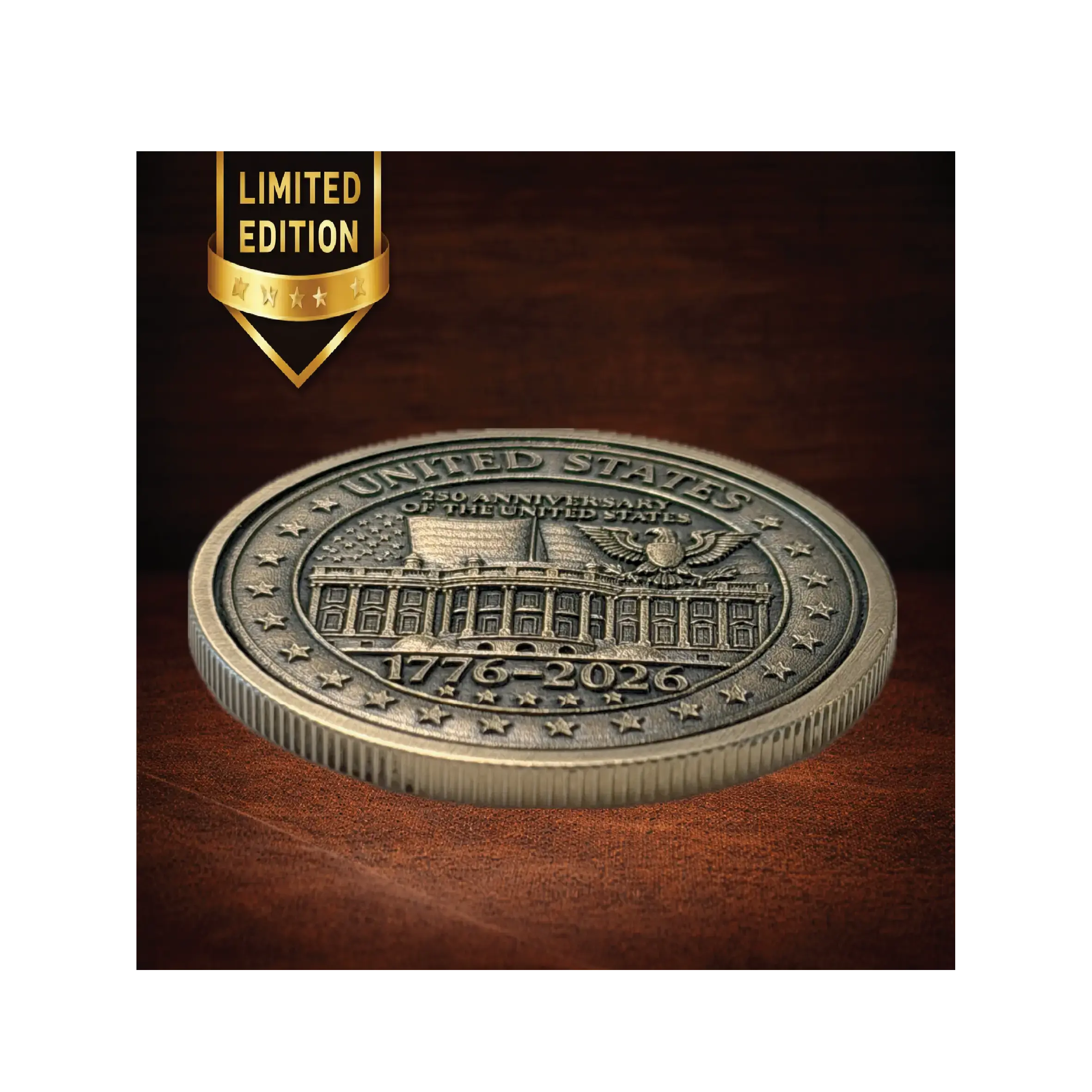 Limited Edition 1776–2026 USA 250th Anniversary Commemorative Coin – Solid Brass Deep Engraved Eagle Medallion (Collector Edition Gift)  Sams Engraving and Gifts