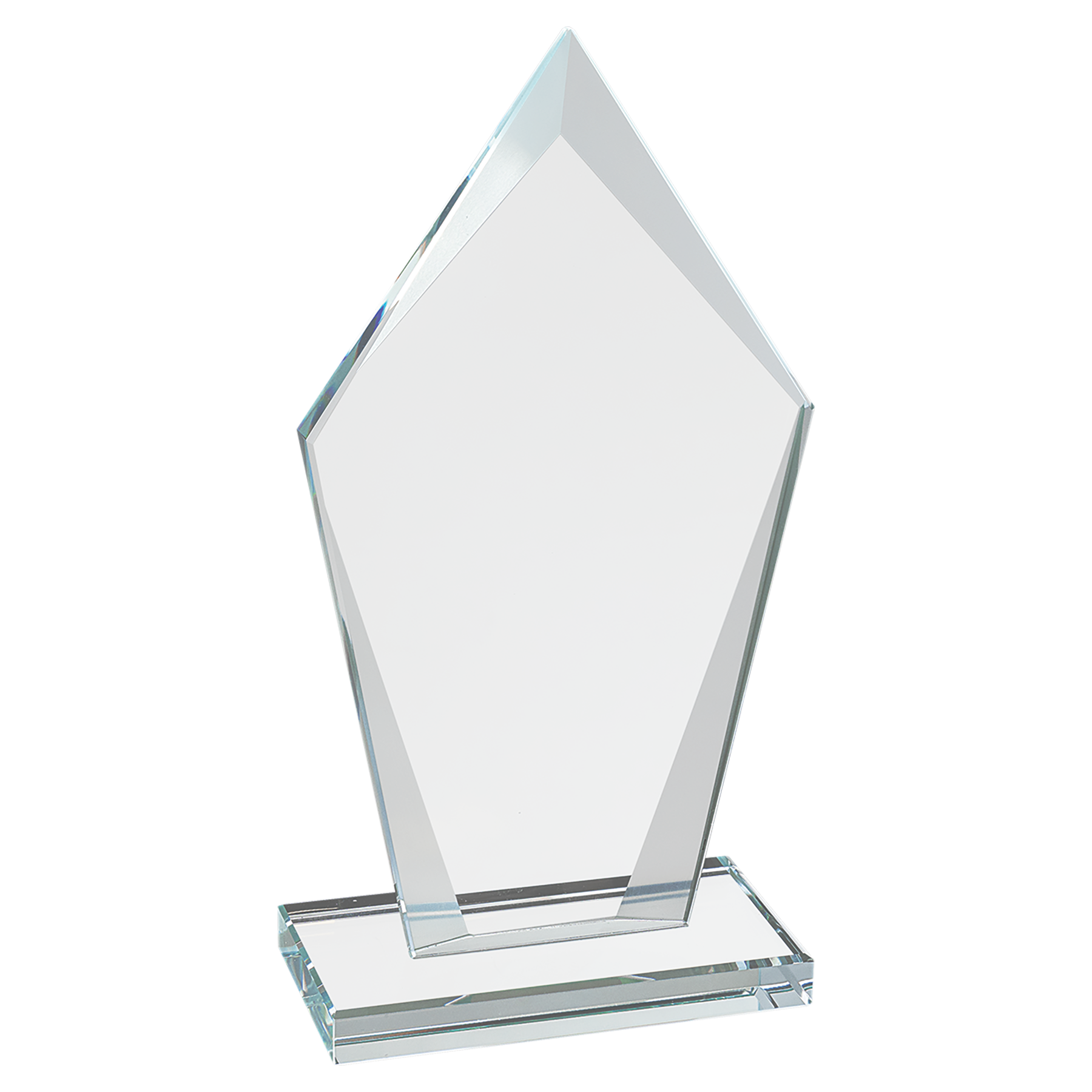 Diamond Beveled Edge Glass Standing Award with Lined Presentation Box, 2 Sizes