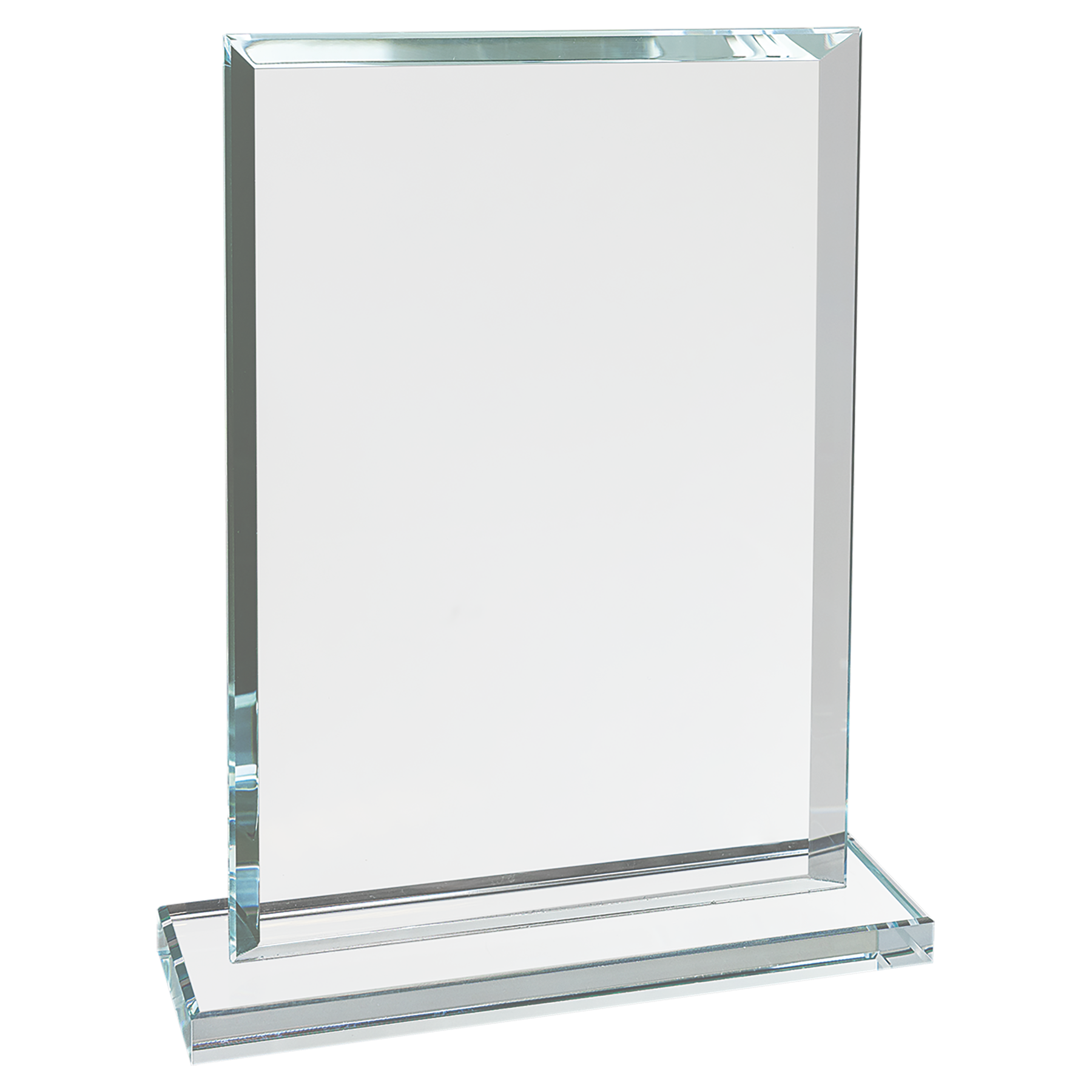 Rectangle Beveled Edge Glass Standing Award with Lined Presentation Box, 2 Sizes