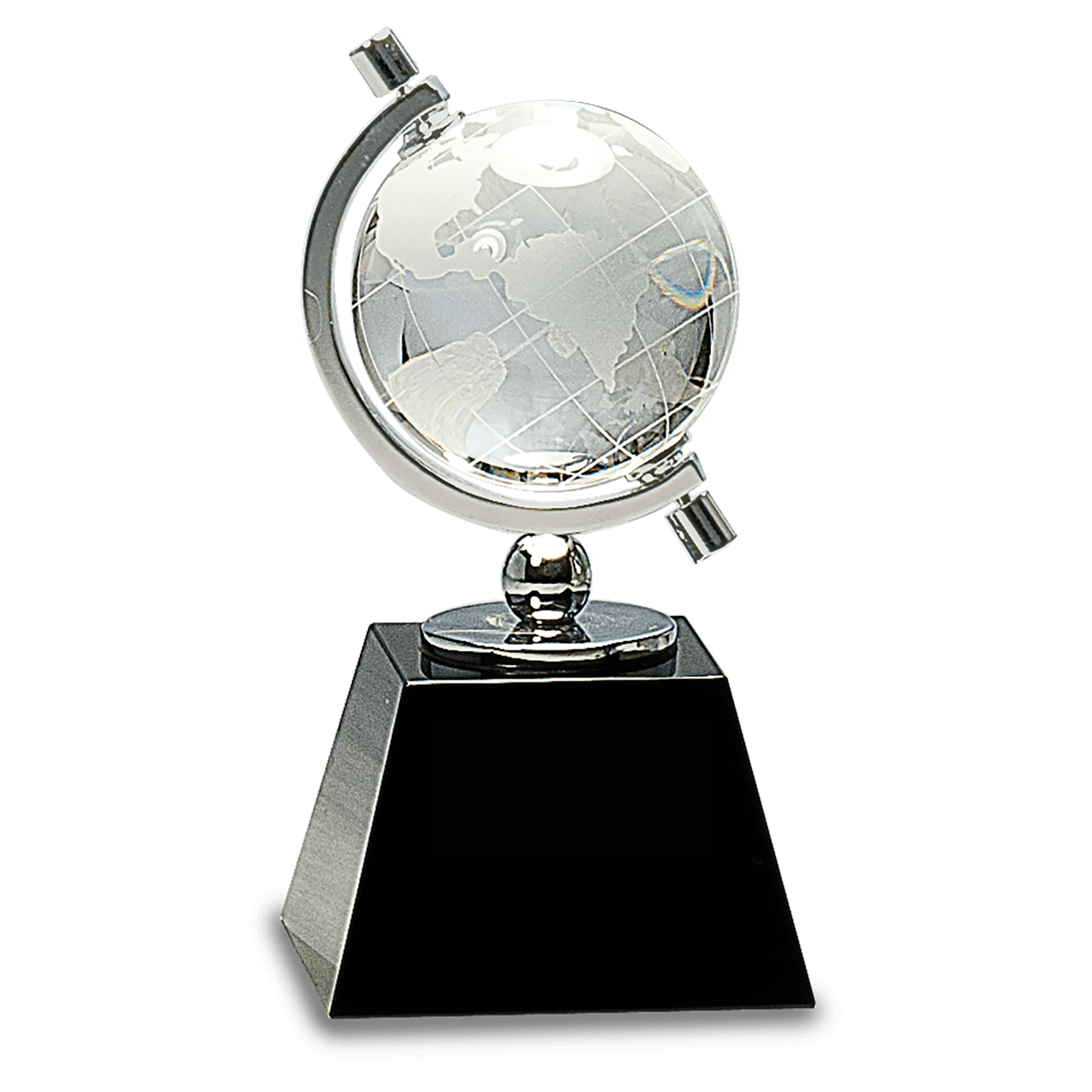 Premier Crystal Spinning Globe Standing Award / Recognition Gift on Black Base, 6", Includes Lined Gift Box