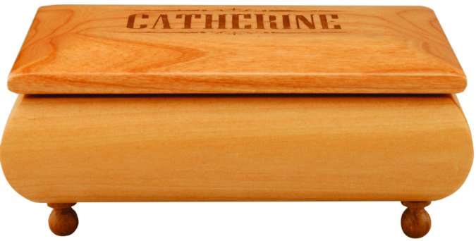 Personalized Wooden Keepsake/Jewelry Box with Velvet Lining, Solid Red Alder Wood, 2 Sizes