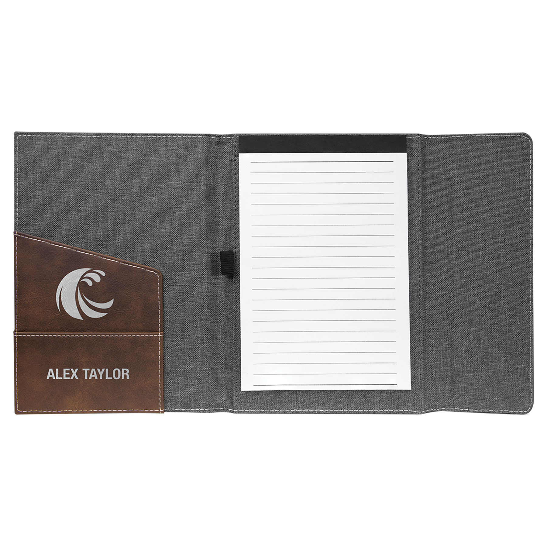 Personalized Executive Portfolio with Pocket and Lined Notepad, Canvas and Leatherette, 7" x 9"