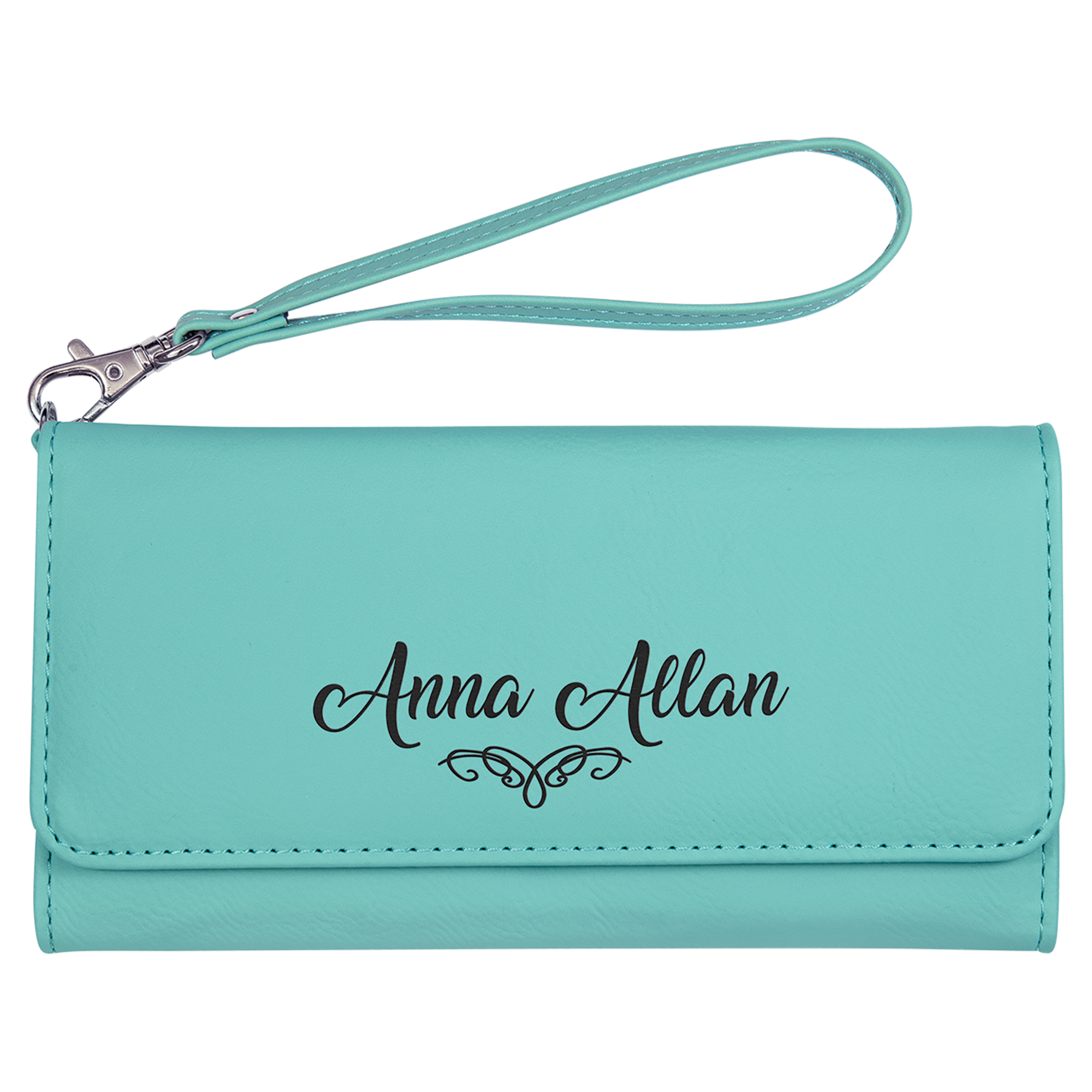 Personalized Wallet with Wrist Strap, Wristlet, RFID Protection, Multi-Slots, Leatherette, 7.5" x 4"