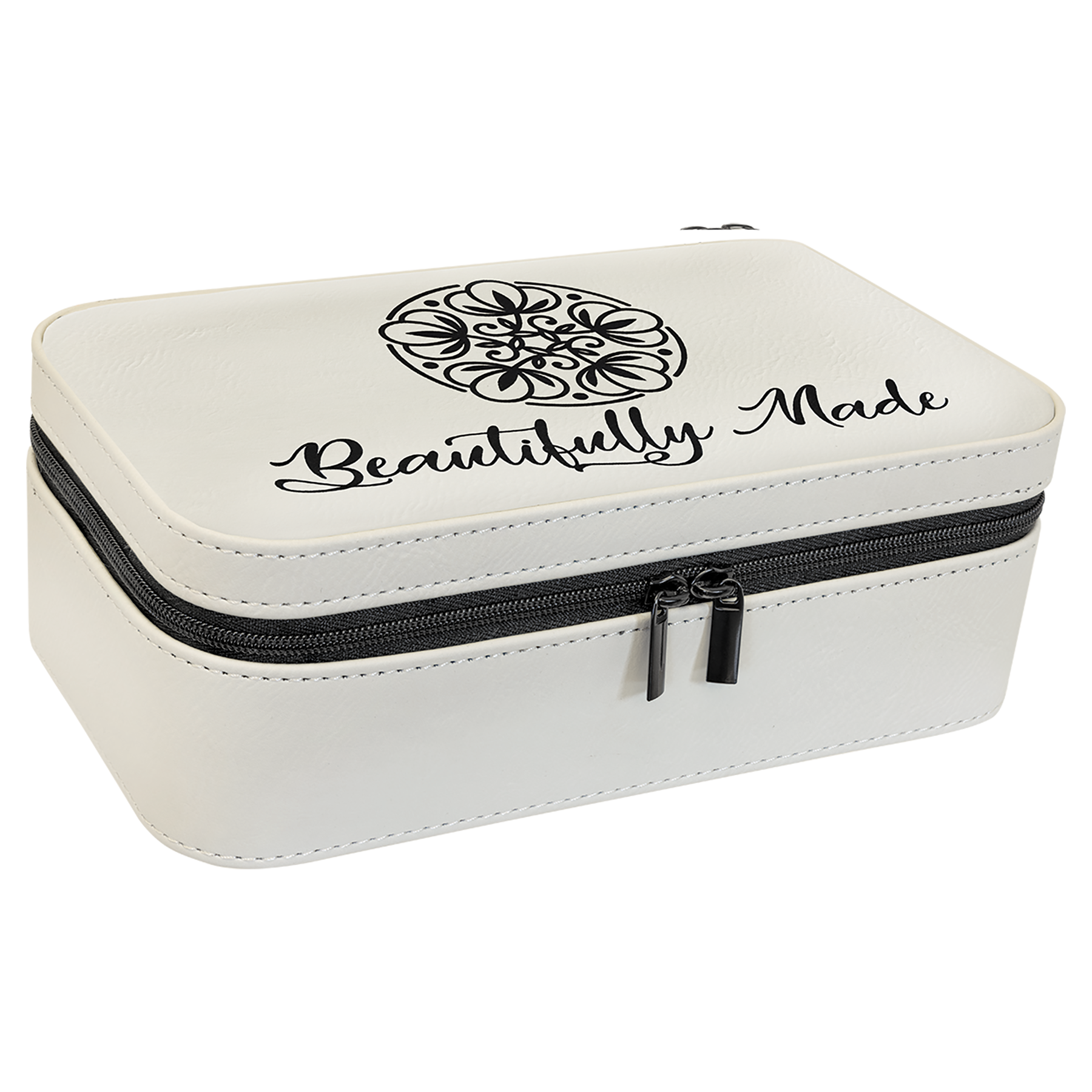 Personalized Jewelry Box with Mirror and Multiple Compartments, Leatherette, 7.5" x 4.5″