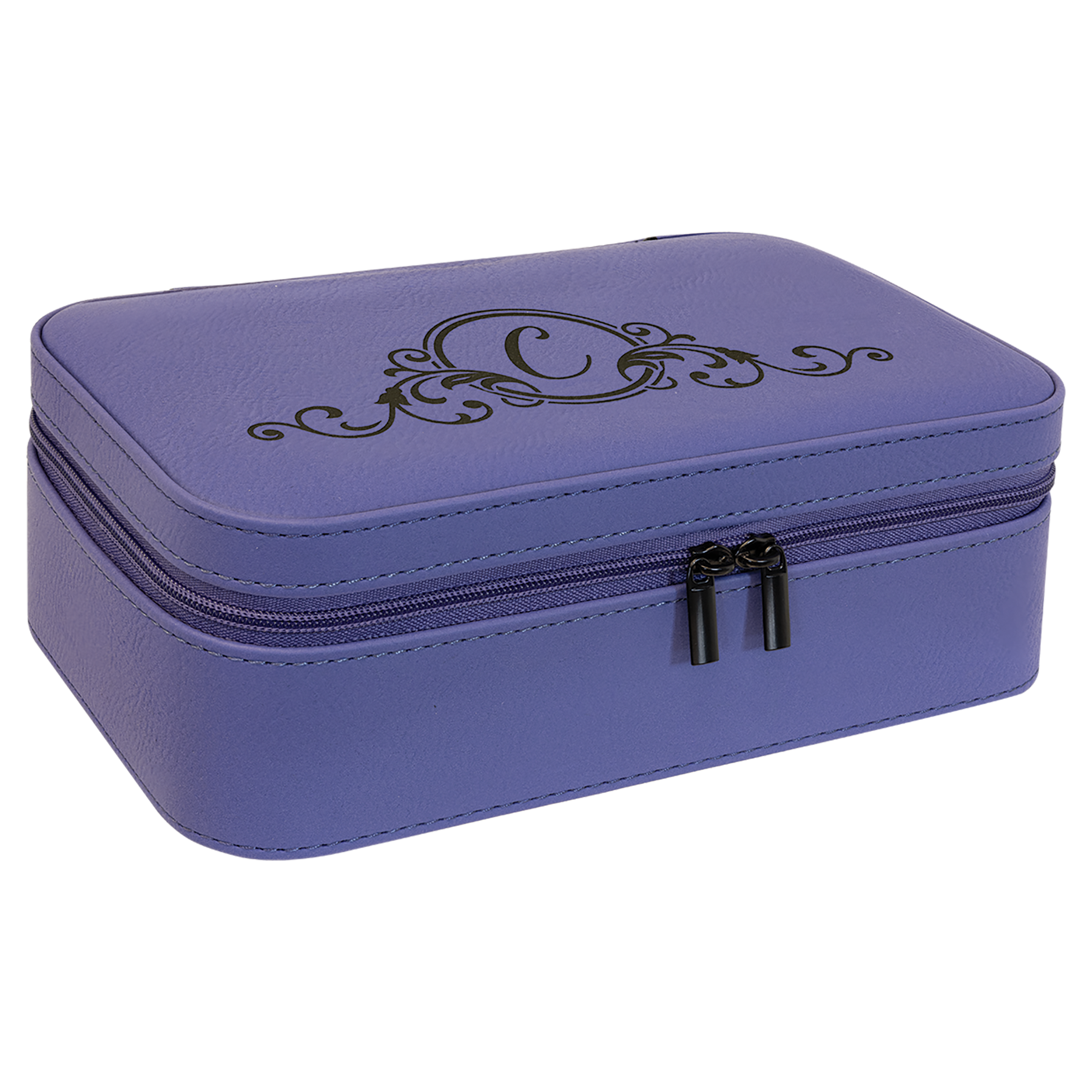 Personalized Jewelry Box with Mirror and Multiple Compartments, Leatherette, 7.5" x 4.5″