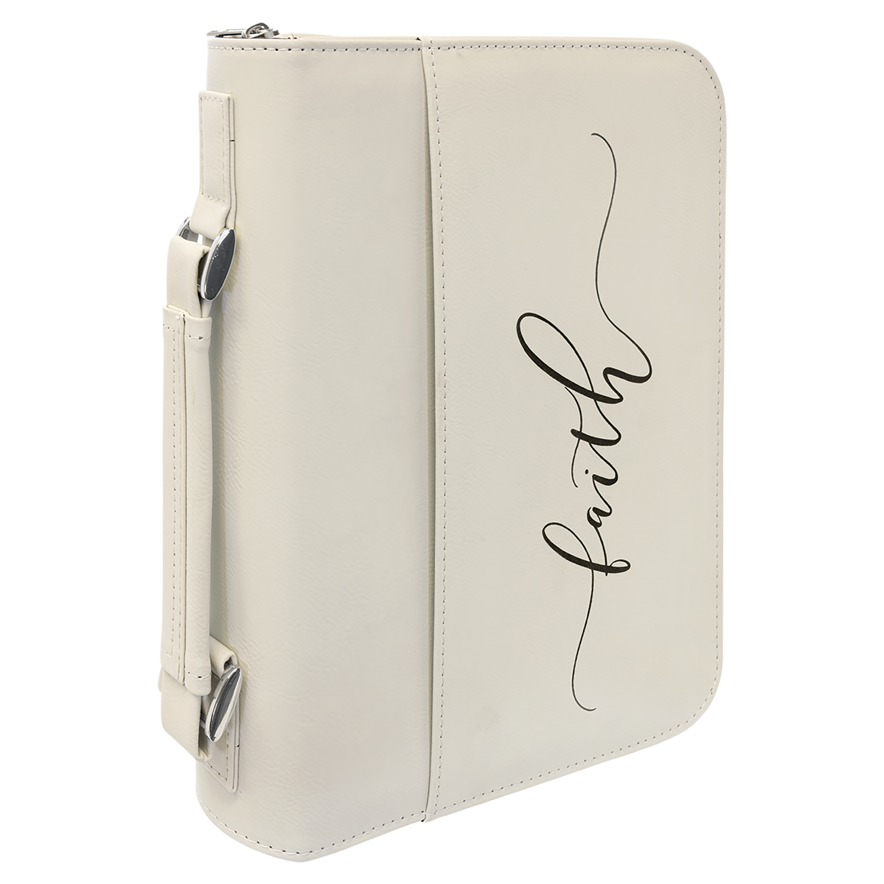 Personalized Bible/Book Cover with Pocket, Handle and Zipper, Leatherette, 7.5” x 10.75”