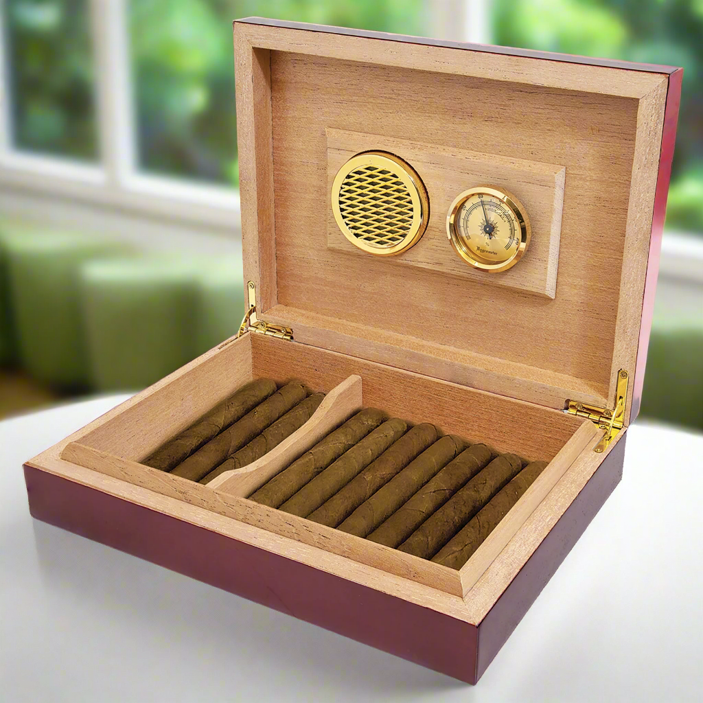 Personalized Rosewood Piano Finish Cigar Humidor, Spanish Cedar Wood, 9.5" x  7.25" x 2"