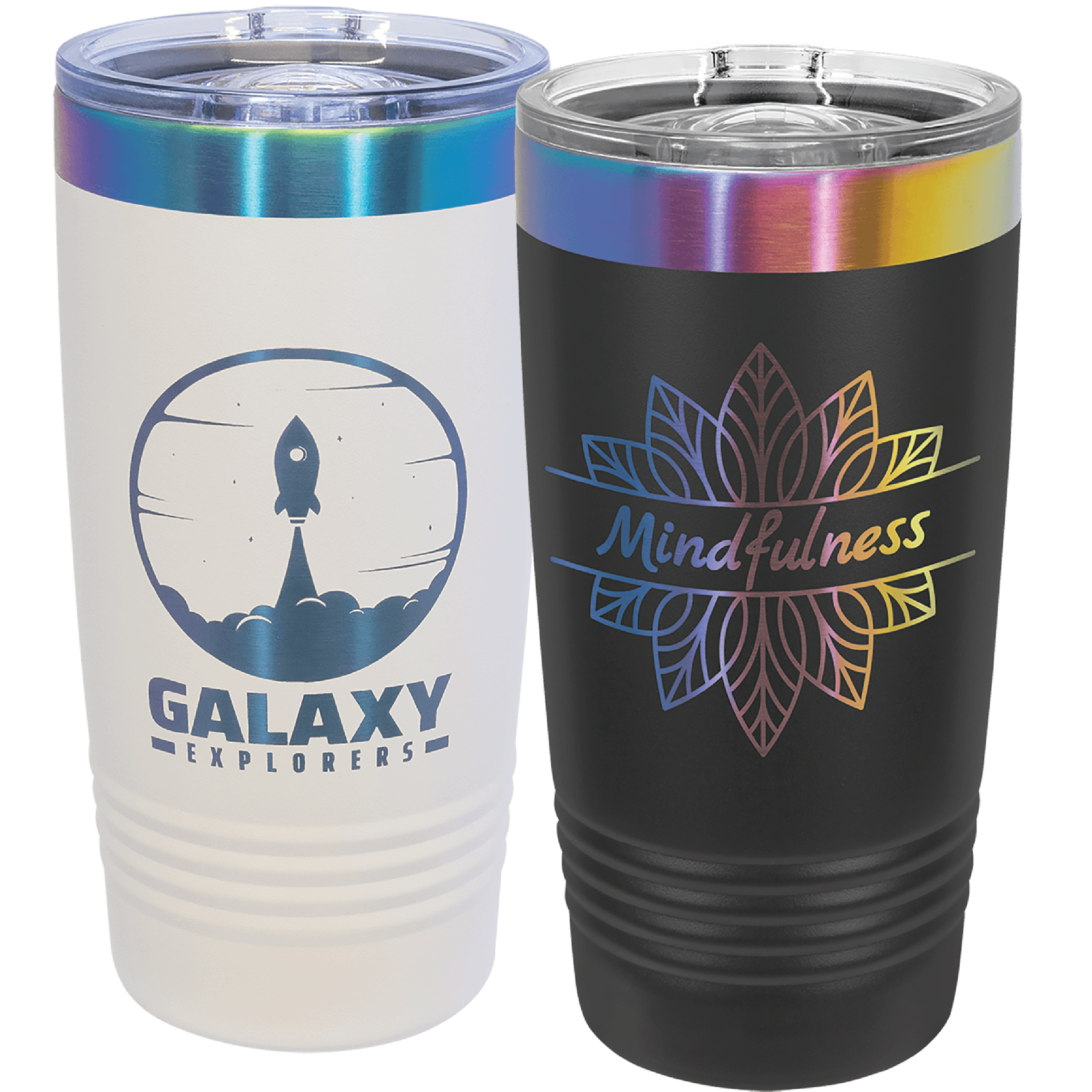 Personalized Polar Camel 20 oz. Ion-Plated Ringneck Tumbler with Slider Lid, Rainbow Prism Ion Colors Available