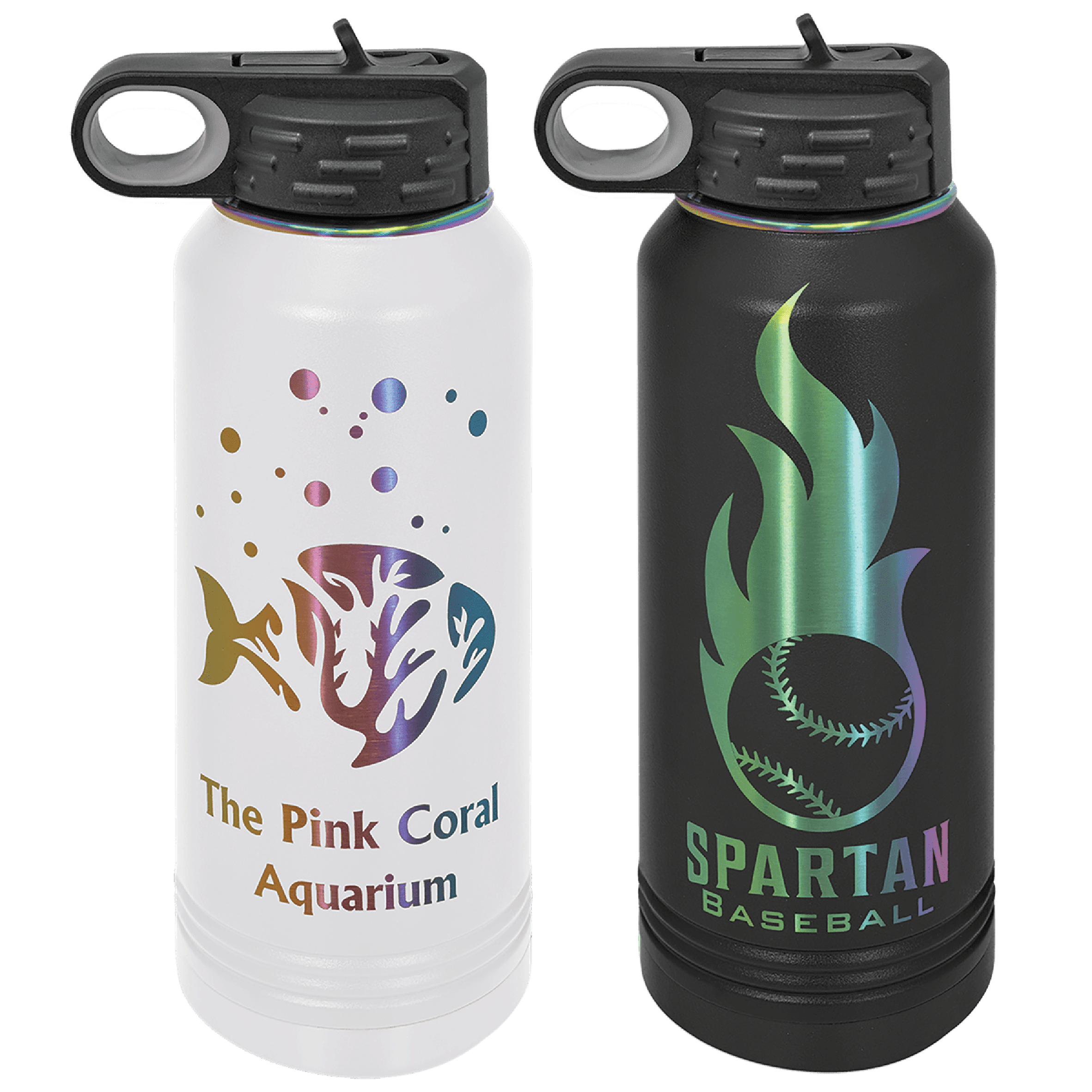 Personalized Polar Camel 32 oz. Ion-Plated Prism Water Bottle, Screw On Lid with Flip Top, Rainbow Prism Ion Colors Available