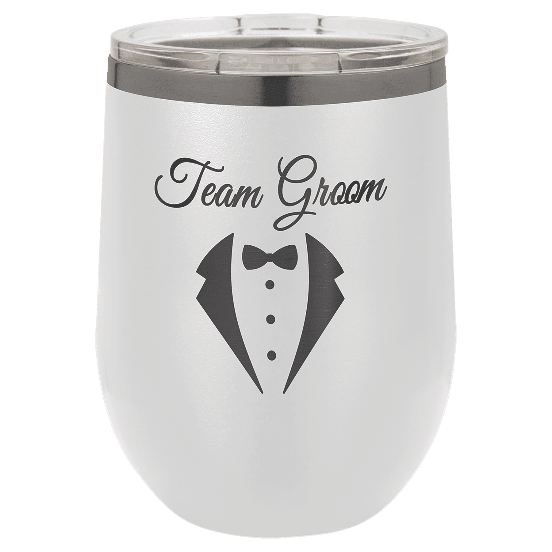 Personalized Polar Camel 12 oz. Ion-Plated Vacuum Insulated Stemless Wine Tumbler with Lid,  Rose Gold & Ghost Black Ion Colors Available