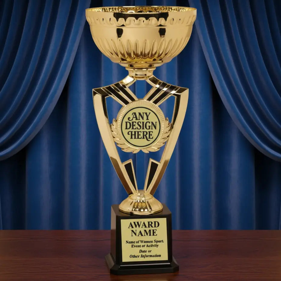 15” Champion Cup Trophy with Custom Design Area and Name Plate, Gold or Silver  Sams Engraving and Gifts