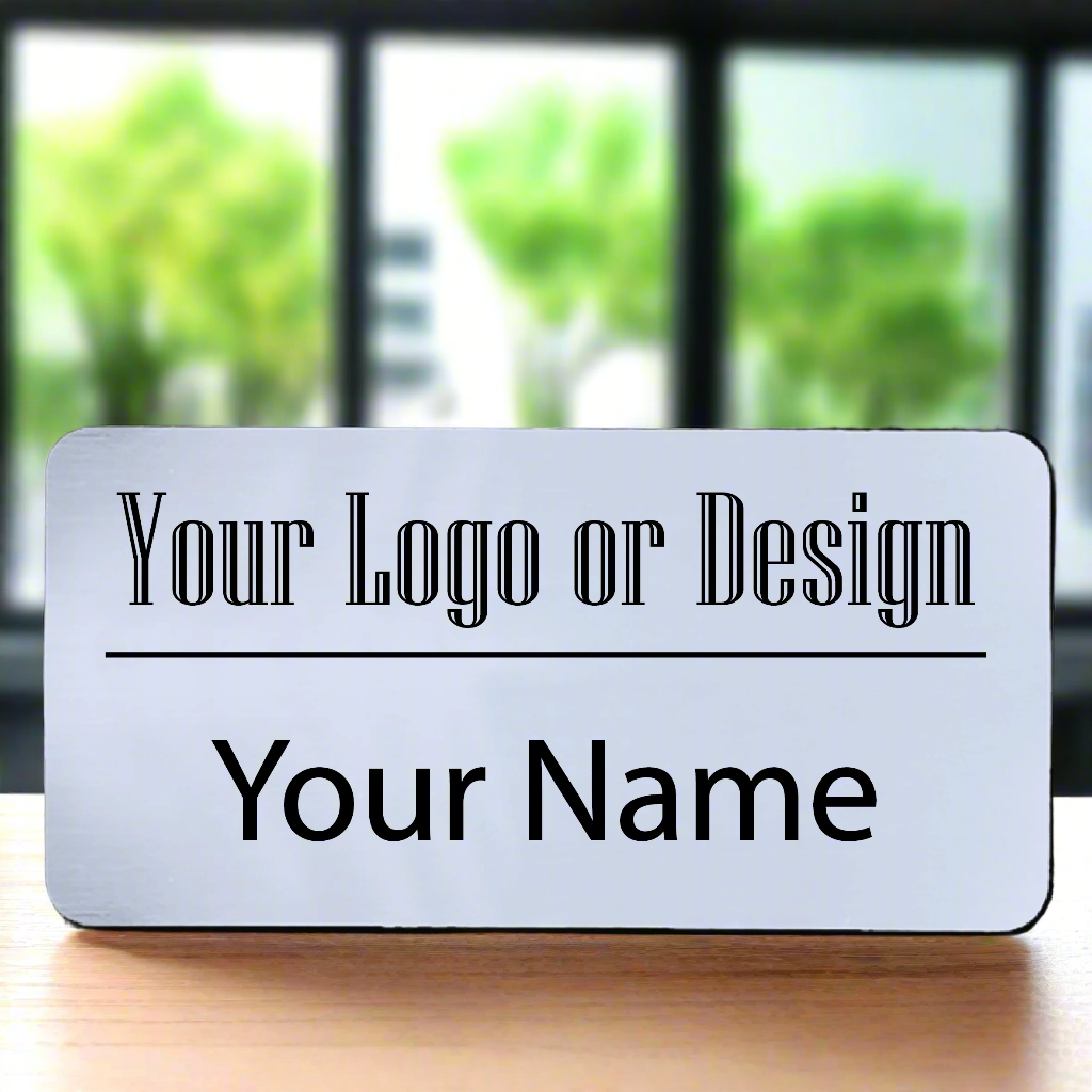 Engraved Plastic Name Badge with Magnetic Back, Custom Colors, Shapes & Sizes Available