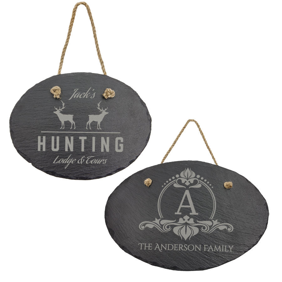 Personalized Oval Slate Decor Sign with Hanger String, 2 Sizes