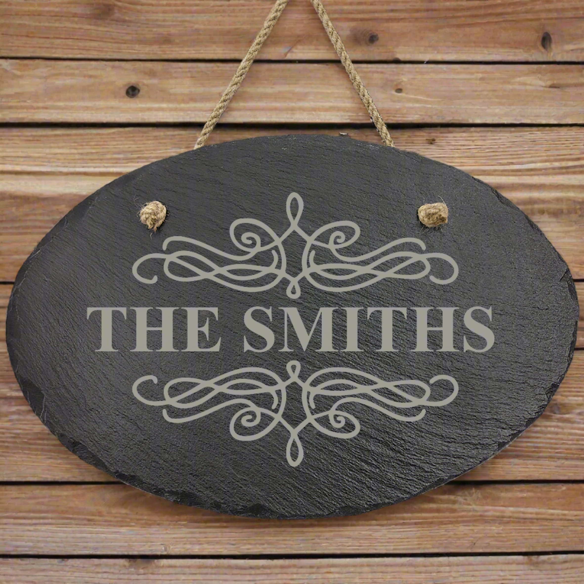 Personalized Oval Slate Decor Sign with Hanger String, 2 Sizes