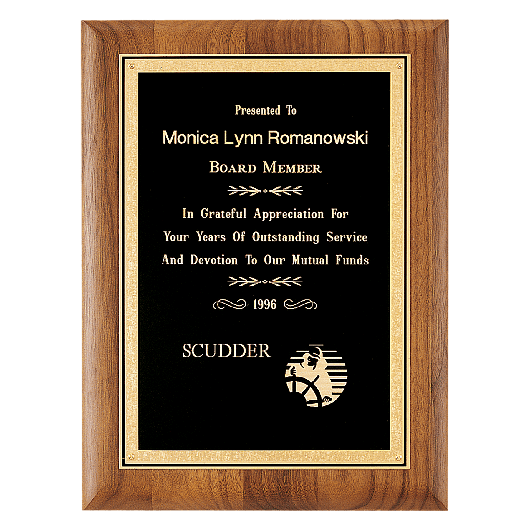 American Walnut Florentine Border Plaque, Black and Gold Border Plate, 4 Sizes Available, Coventry Series